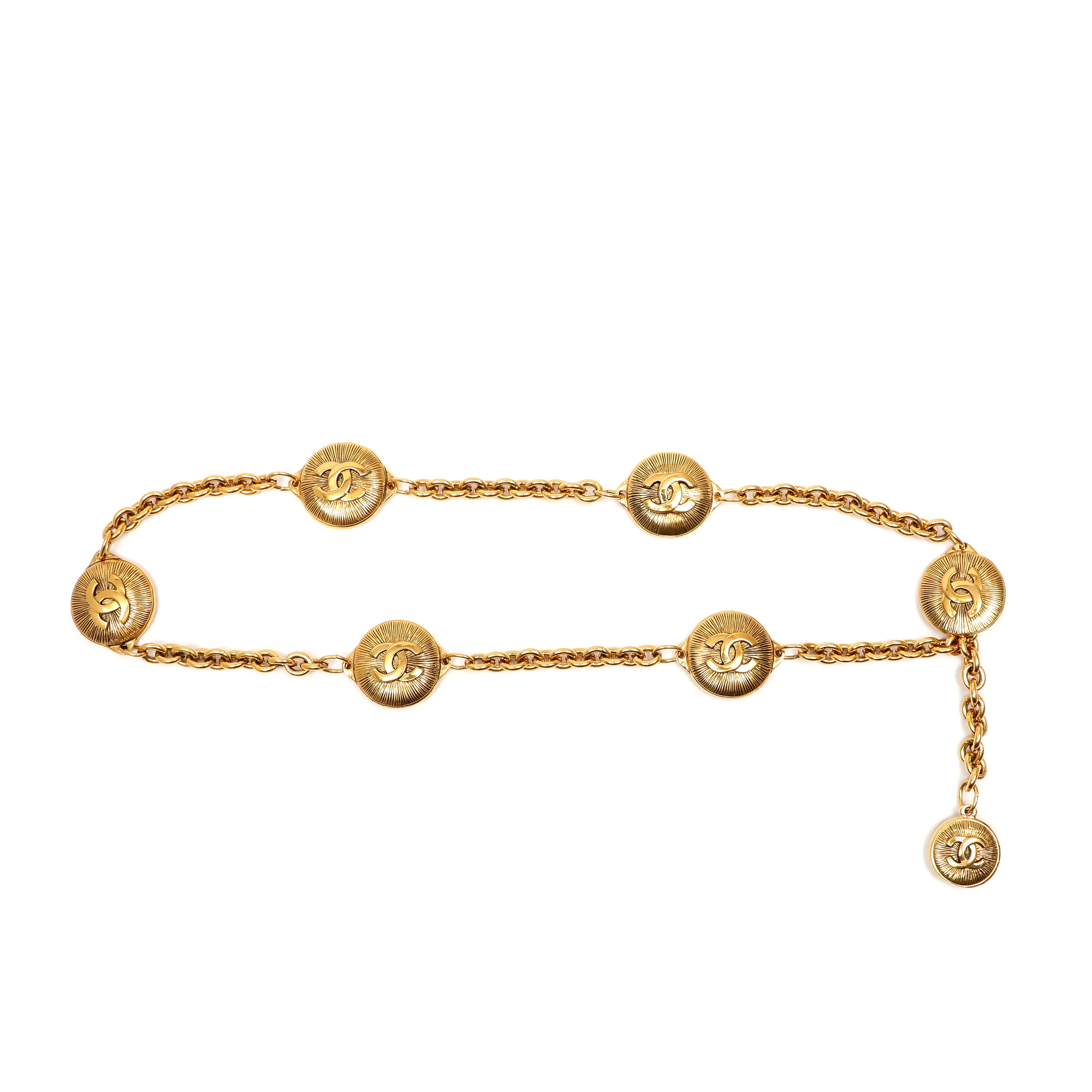 Chanel Vintage Interlocking Sunburst CC Logo Chain Belt