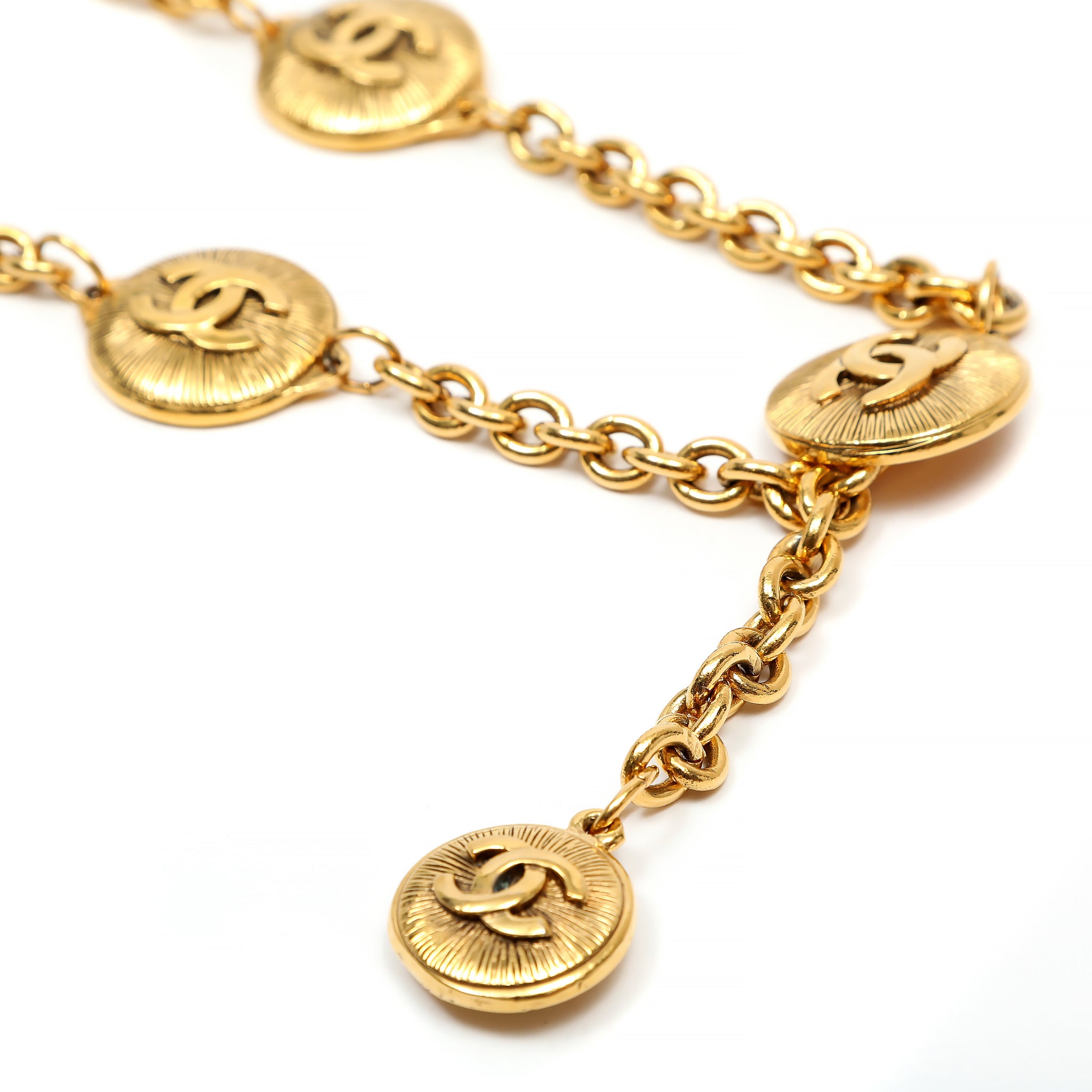 Chanel Vintage Interlocking Sunburst CC Logo Chain Belt