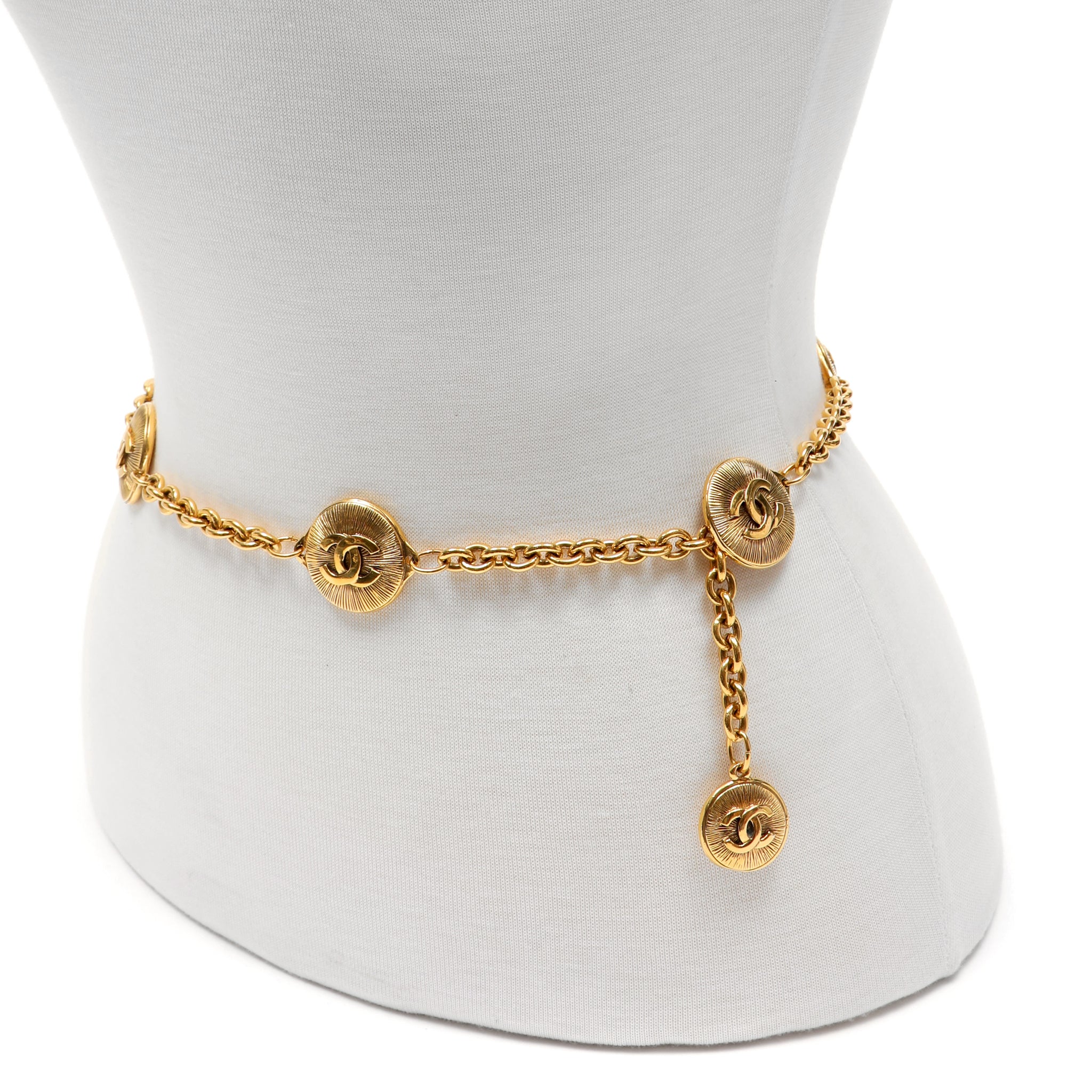 Chanel Vintage Interlocking Sunburst CC Logo Chain Belt