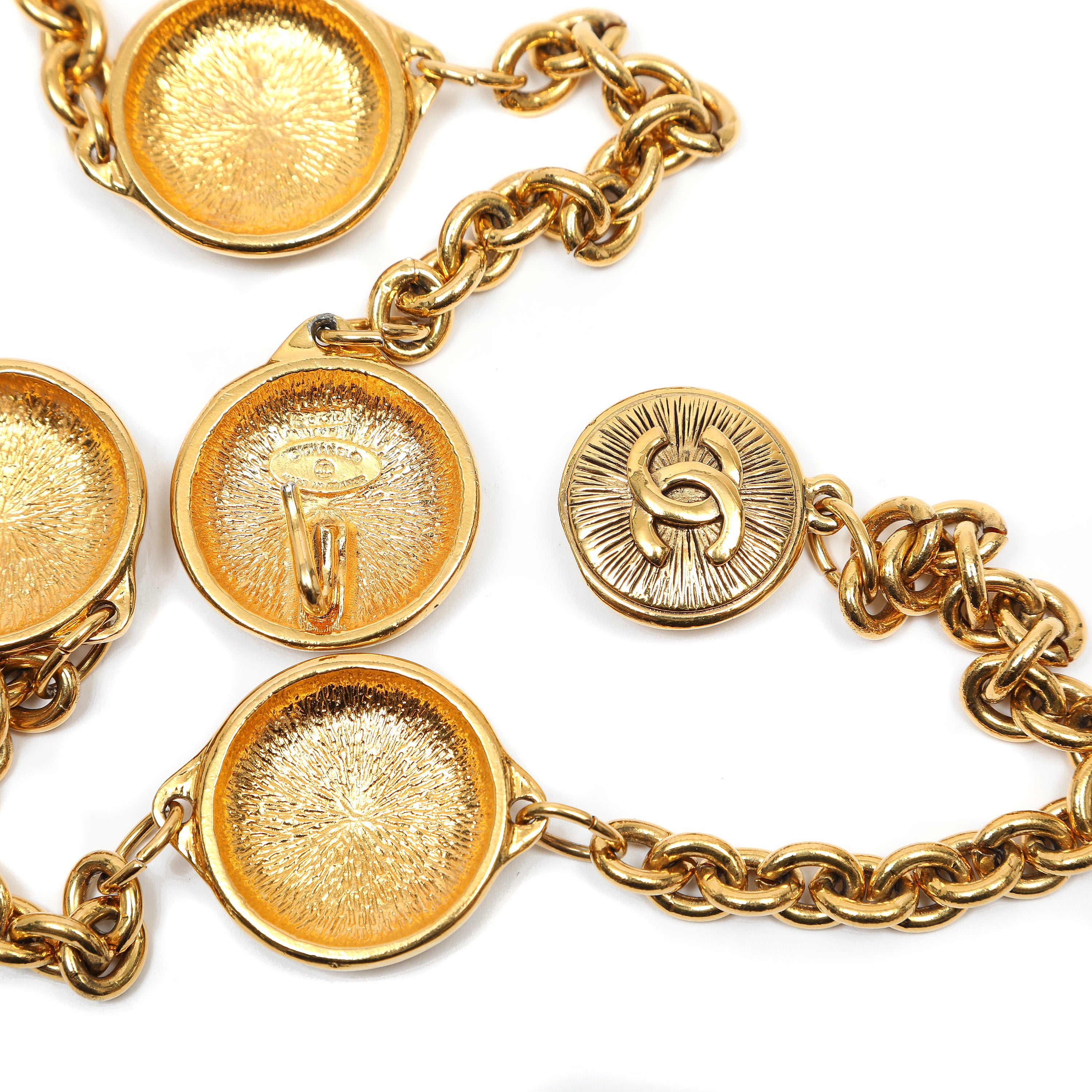 Chanel Vintage Interlocking Sunburst CC Logo Chain Belt