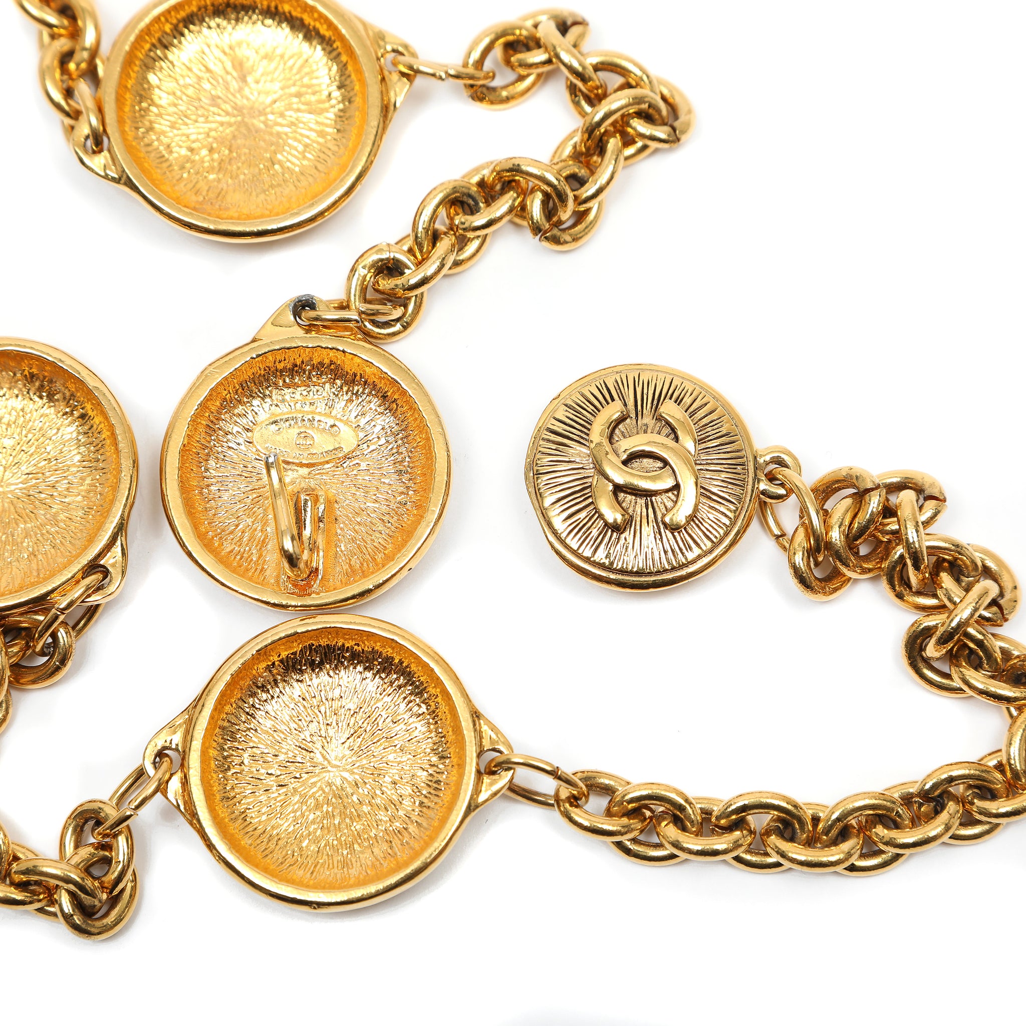 Chanel Vintage Interlocking Sunburst CC Logo Chain Belt