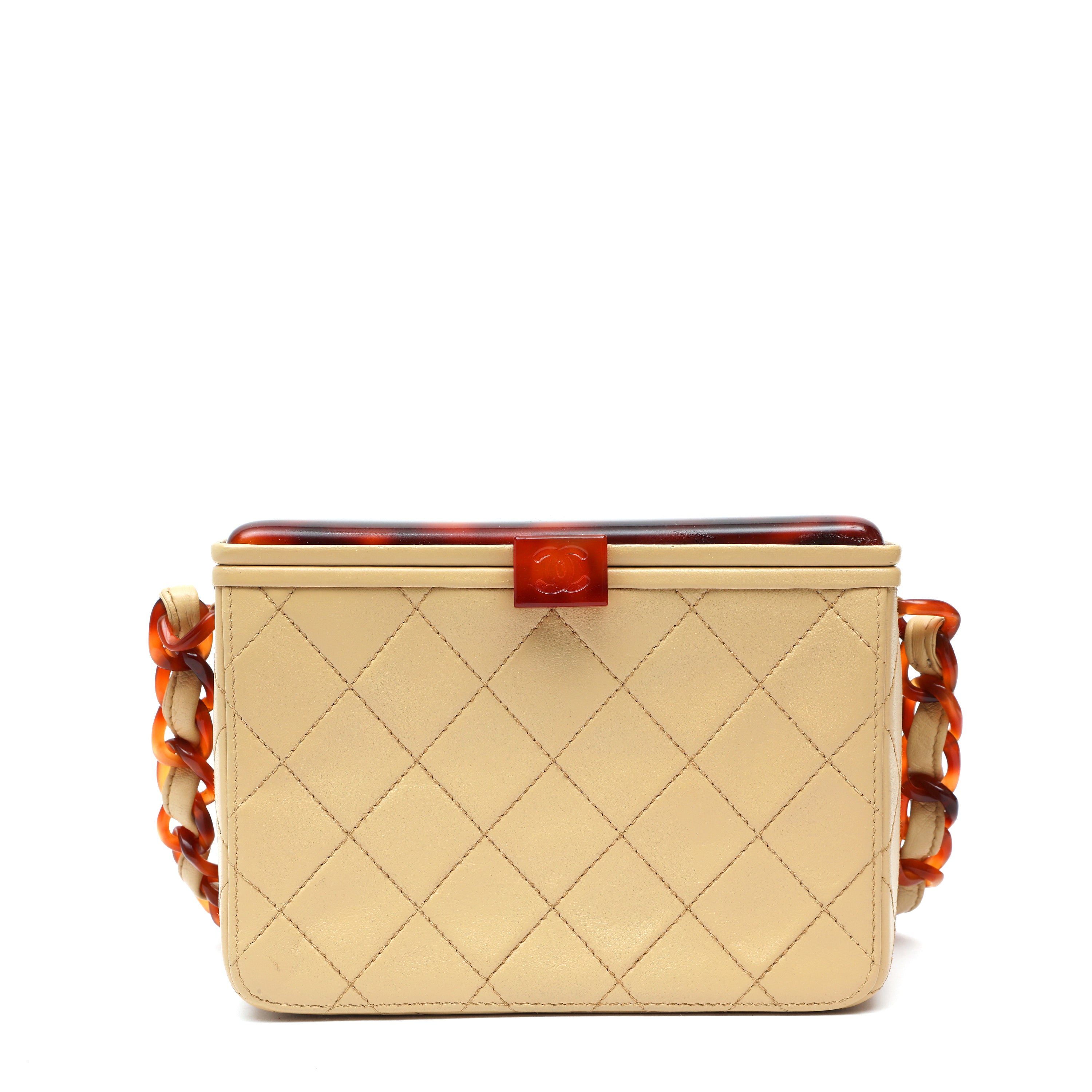 Chanel Matelassé Shoulder Bag Tortoiseshell Plastic Chain Strap