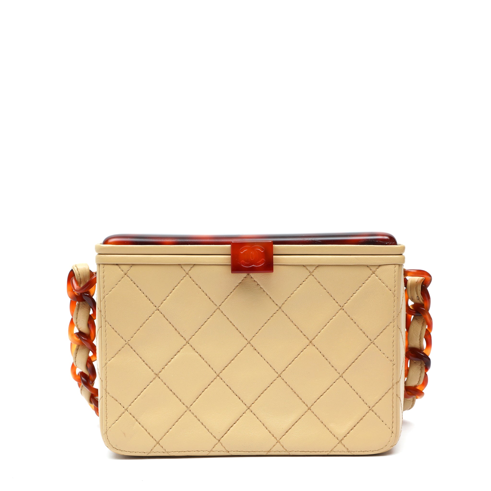 Chanel Matelassé Shoulder Bag Tortoiseshell Plastic Chain Strap