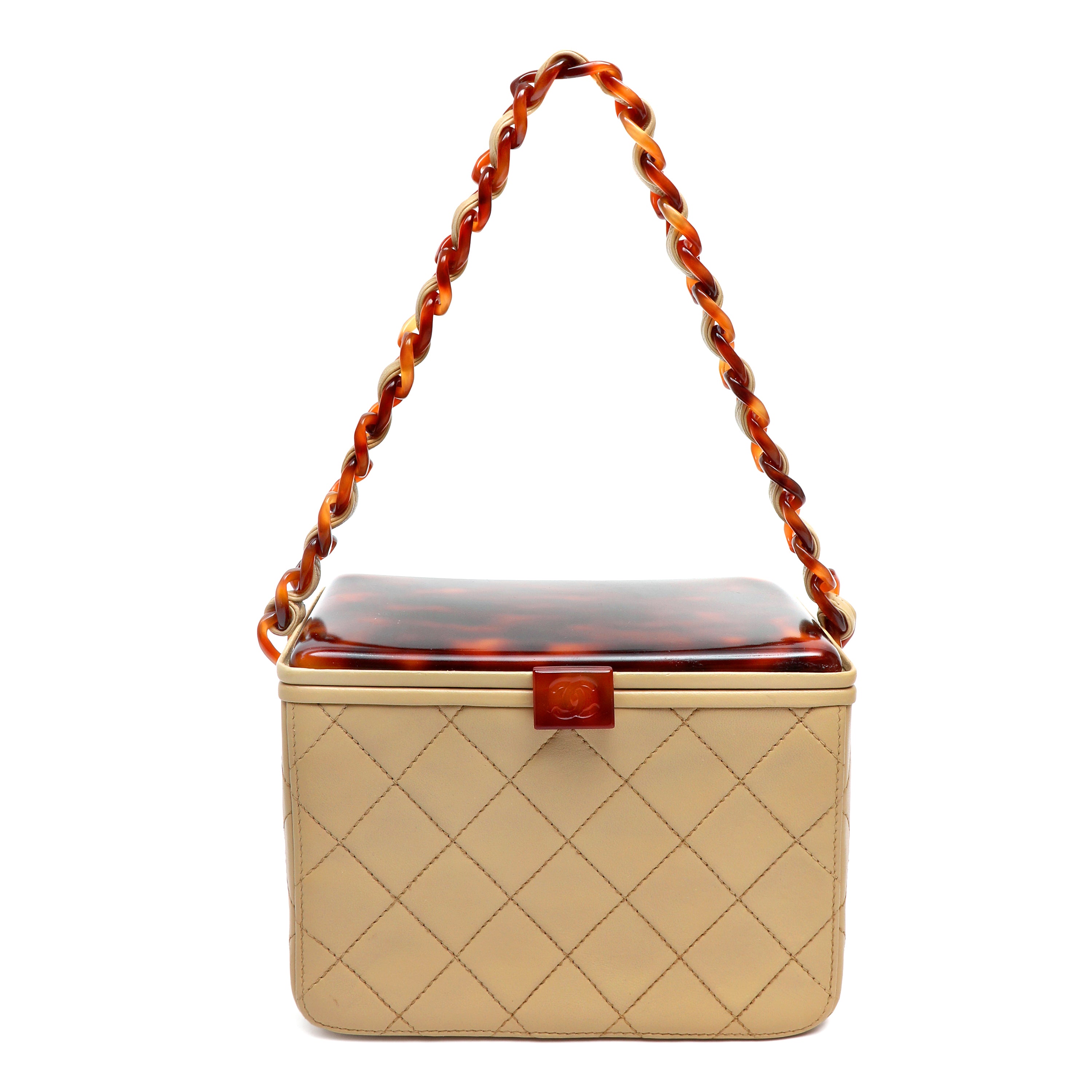 Chanel Matelassé Shoulder Bag Tortoiseshell Plastic Chain Strap