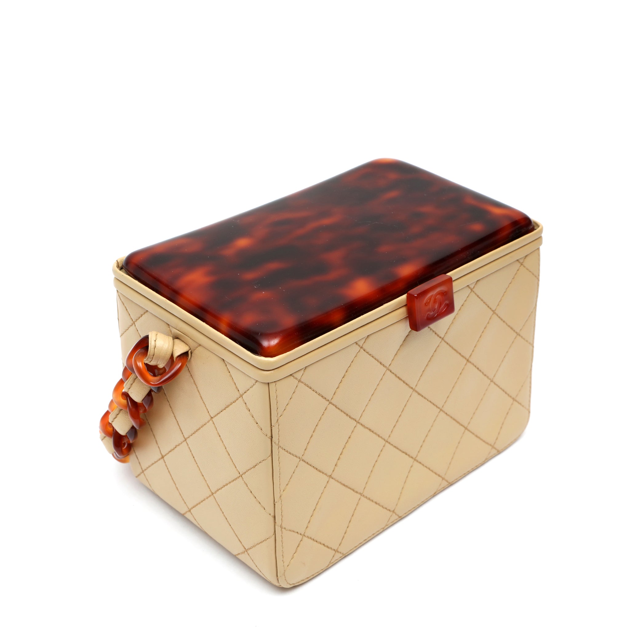 Chanel Matelassé Shoulder Bag Tortoiseshell Plastic Chain Strap