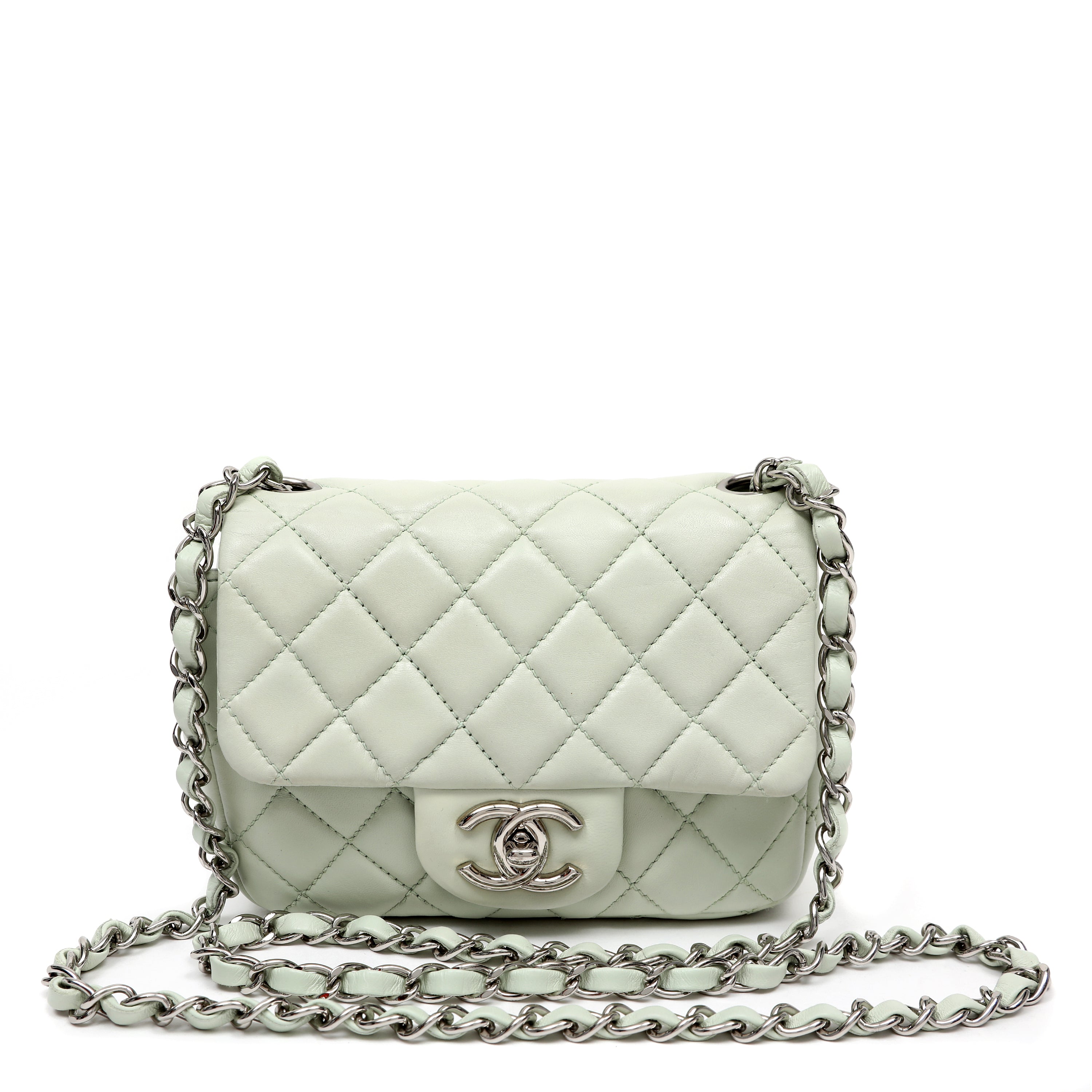 Chanel Matelasse Single Flap Chain Shoulder Bag Light Green