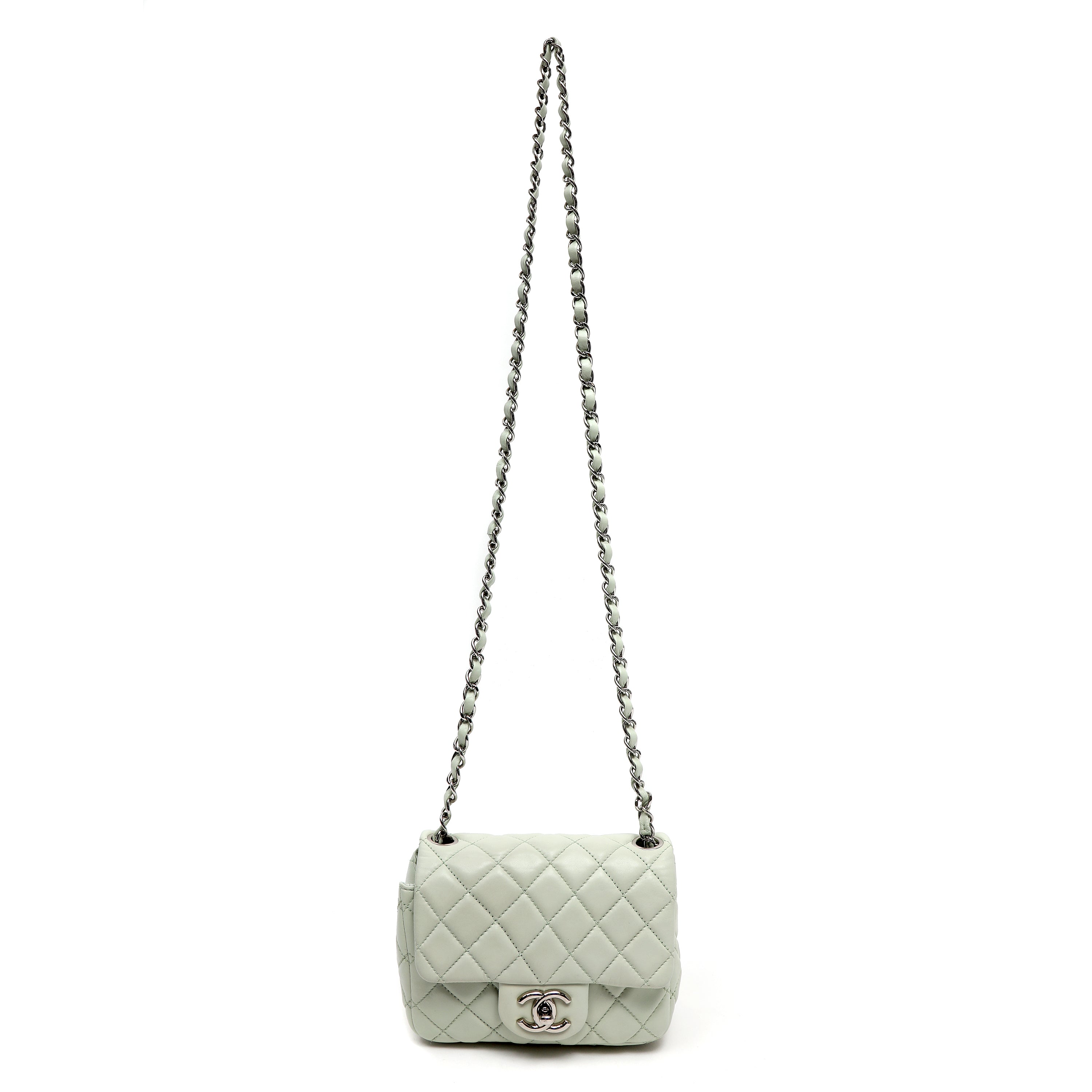 Chanel Matelasse Single Flap Chain Shoulder Bag Light Green