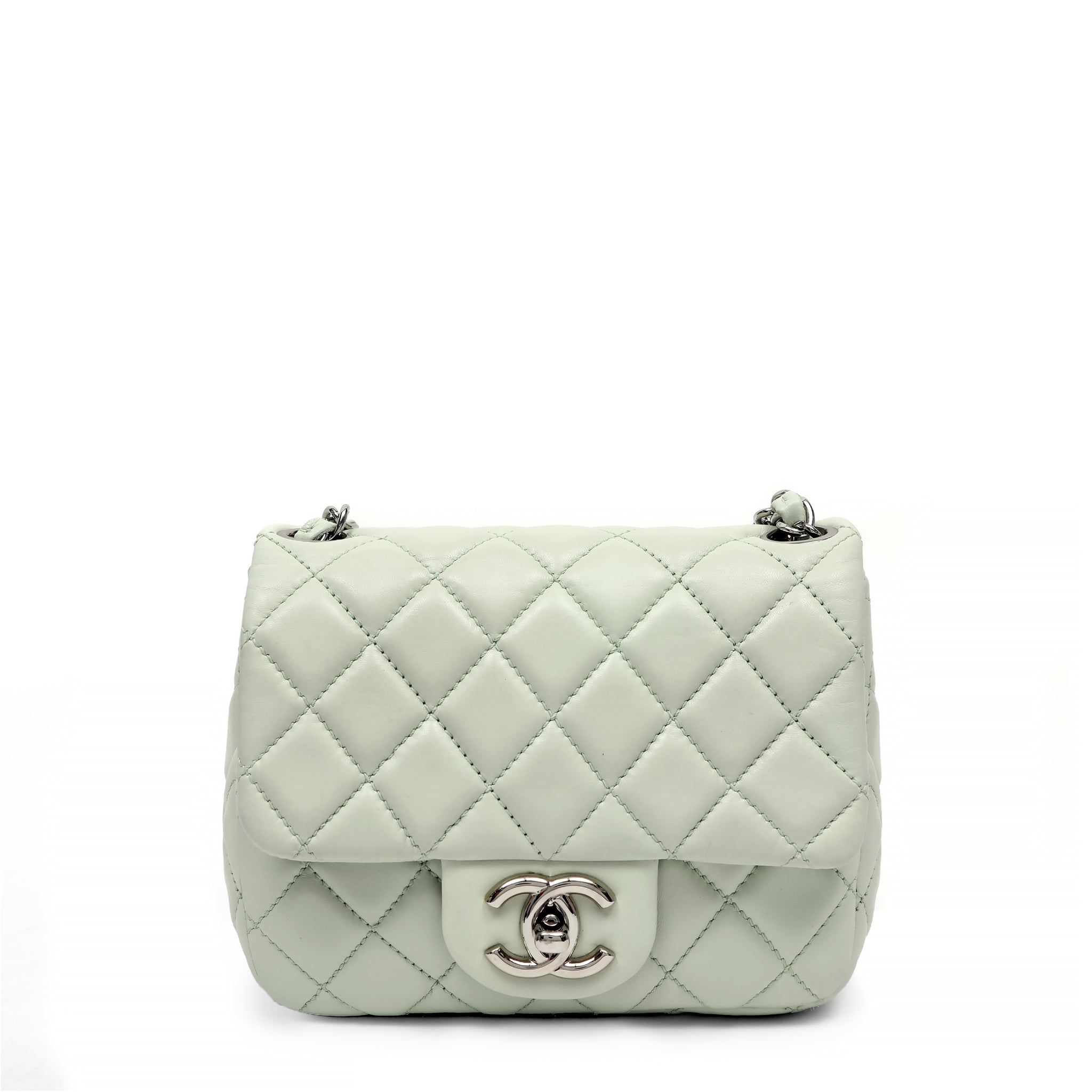 Chanel Matelasse Single Flap Chain Shoulder Bag Light Green