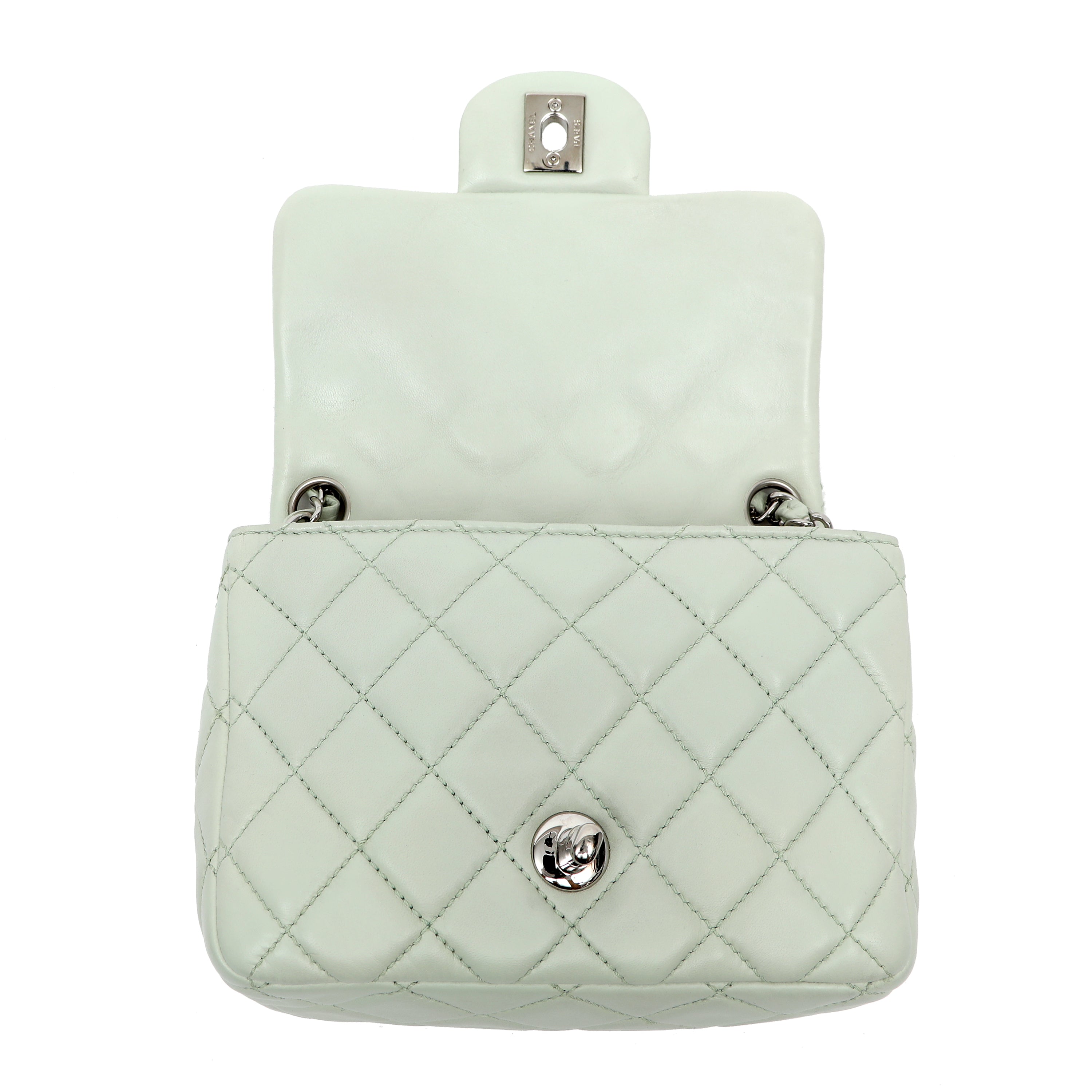 Chanel Matelasse Single Flap Chain Shoulder Bag Light Green