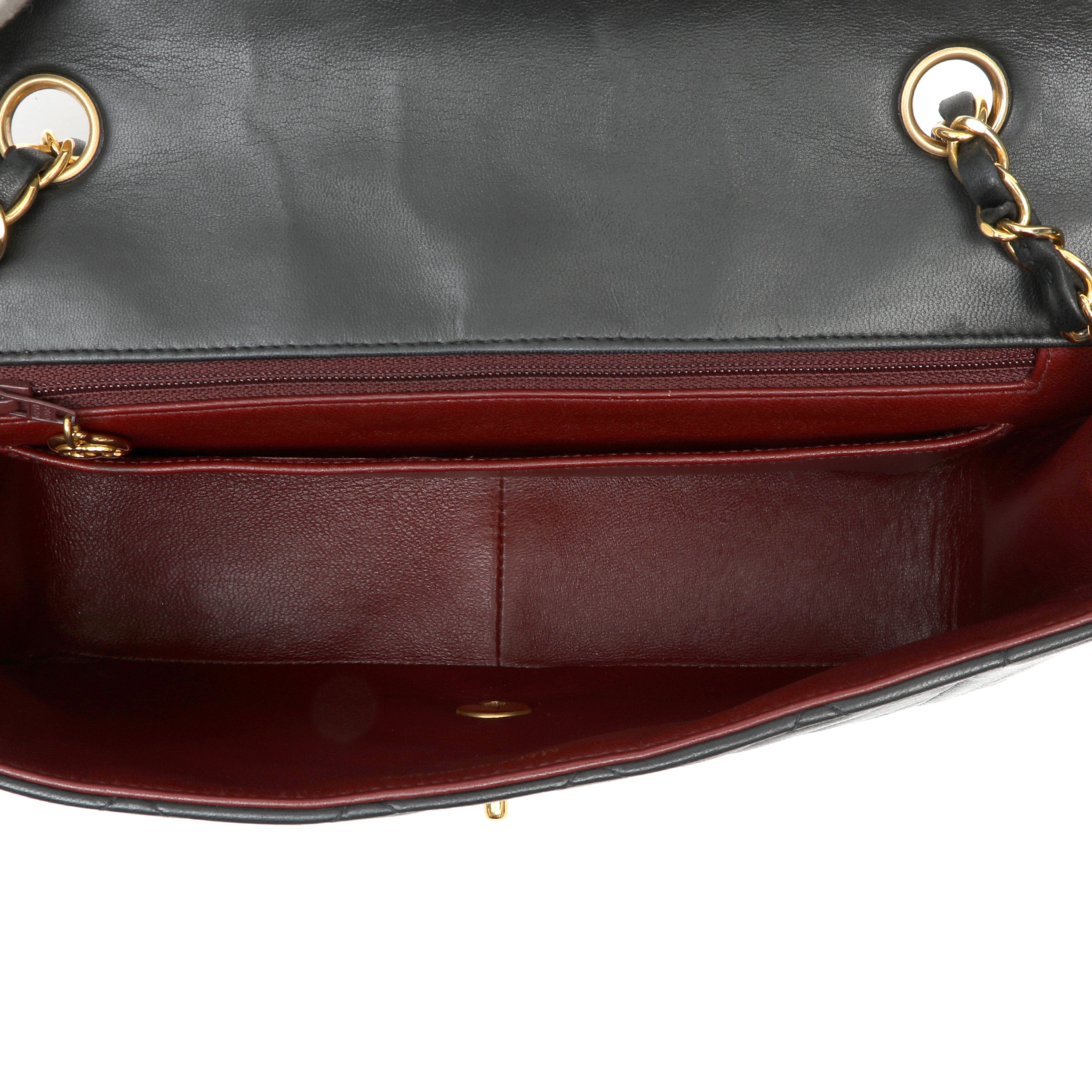 Chanel Medium Diana Flap Bag Black Quilted Lambskin Leather w GH