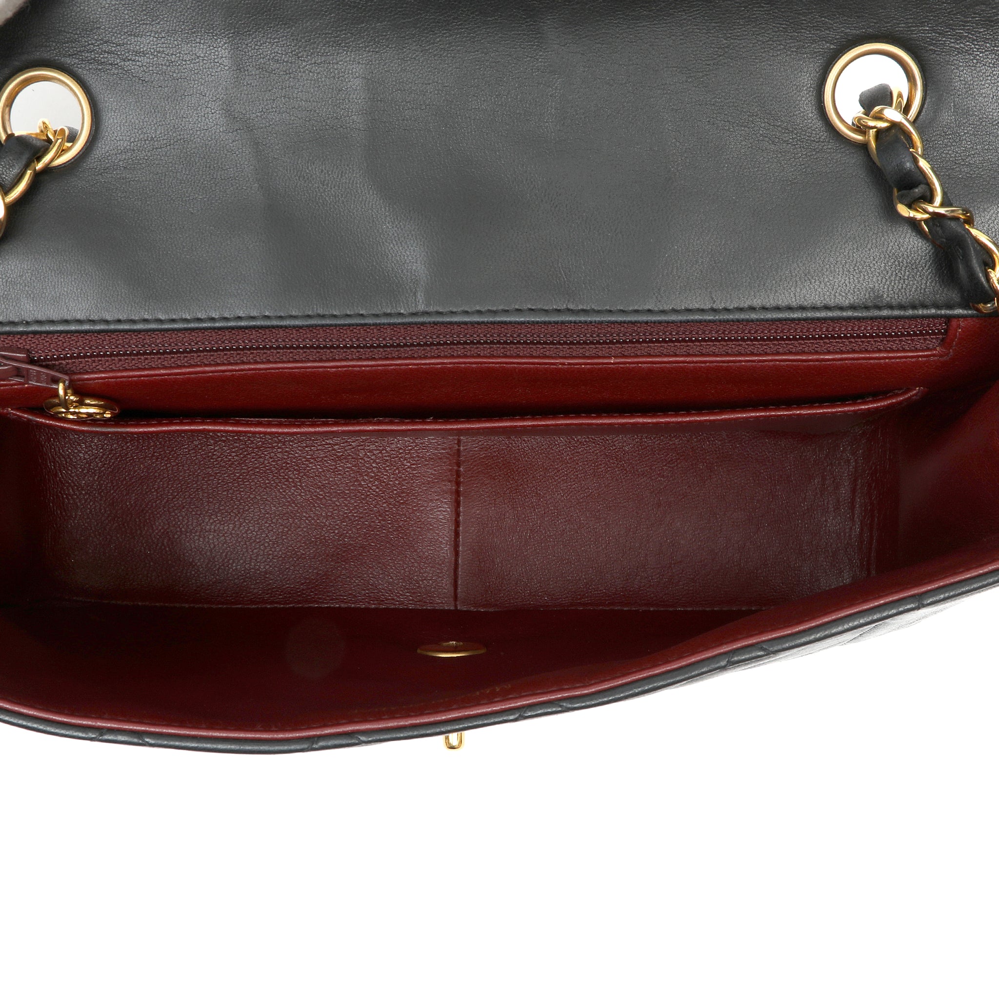 Chanel Medium Diana Flap Bag Black Quilted Lambskin Leather w GH