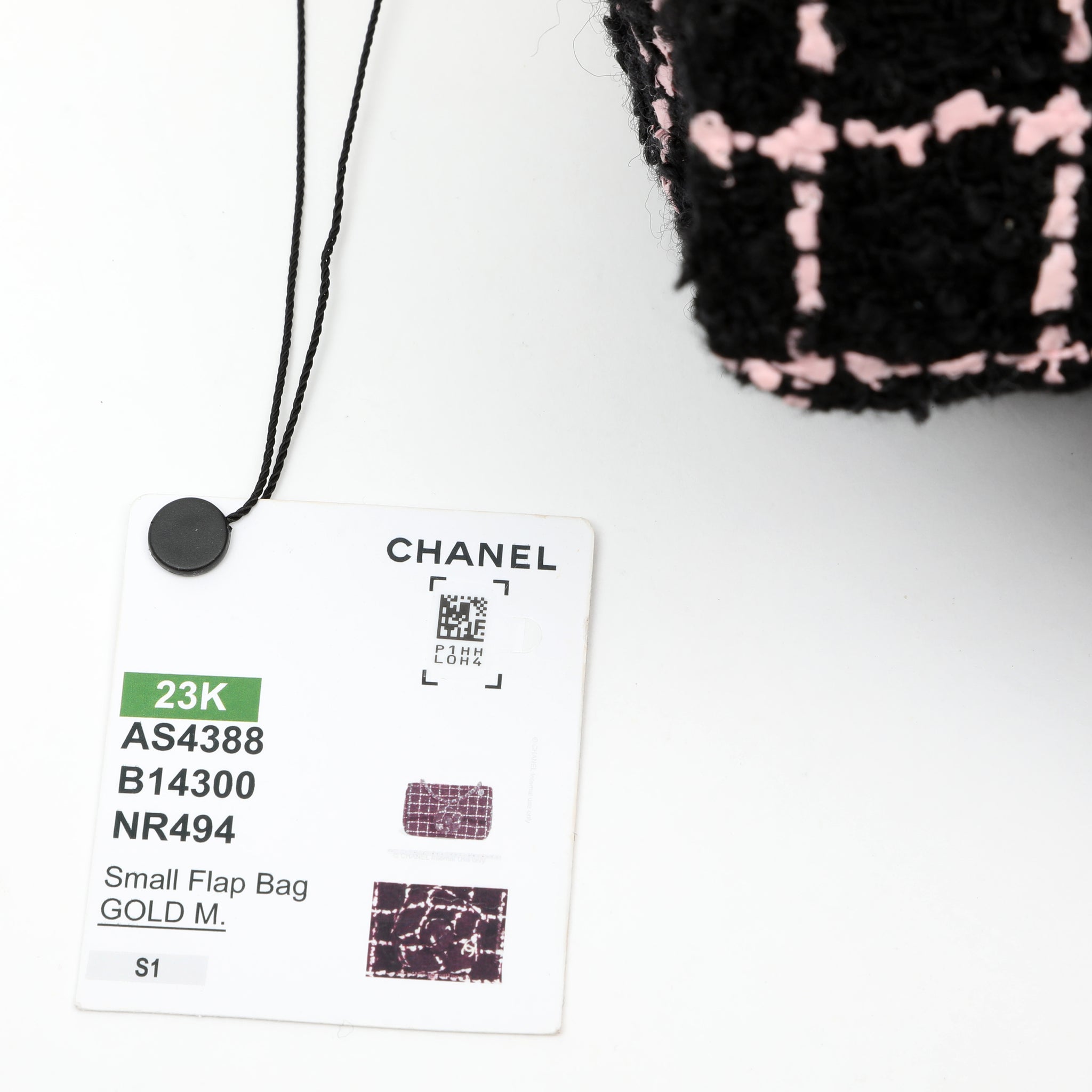 Chanel Mini Camellia Closure Flap Bag Black Pink Tweed w GH