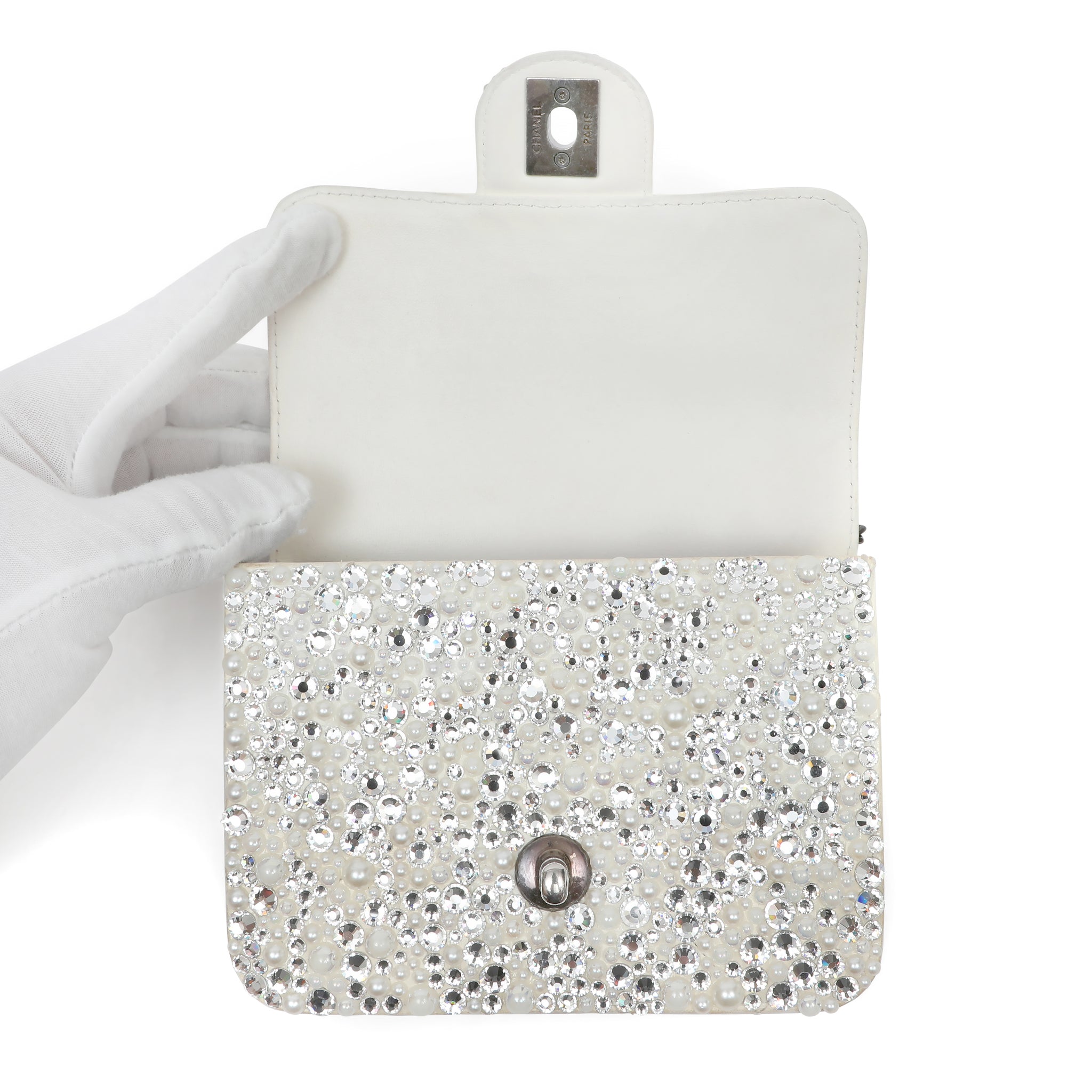 Chanel Mini Evening Bag Strass Crystals and Imitation Pearls w SH
