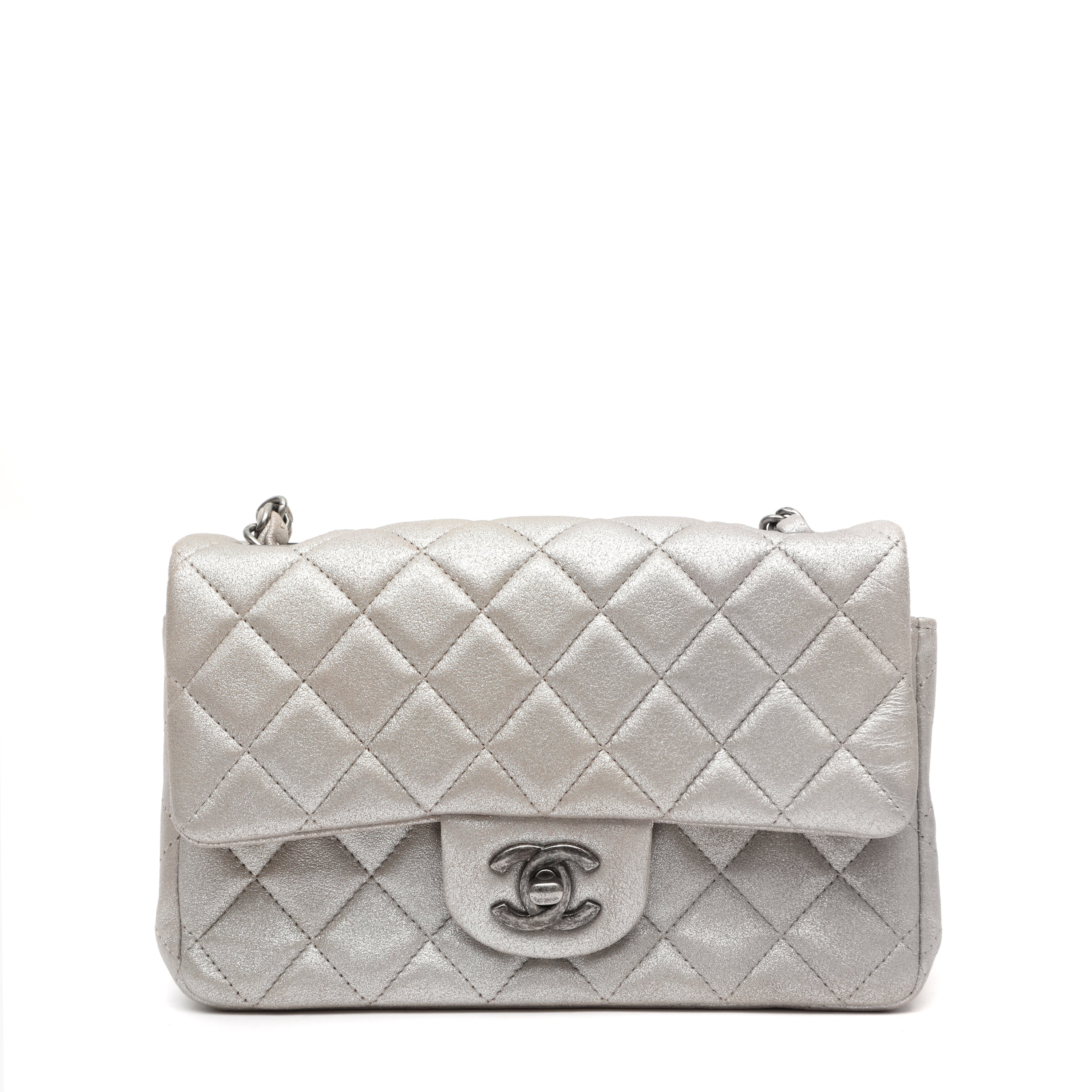 Chanel Mini Flap Bag in Silver Metallic