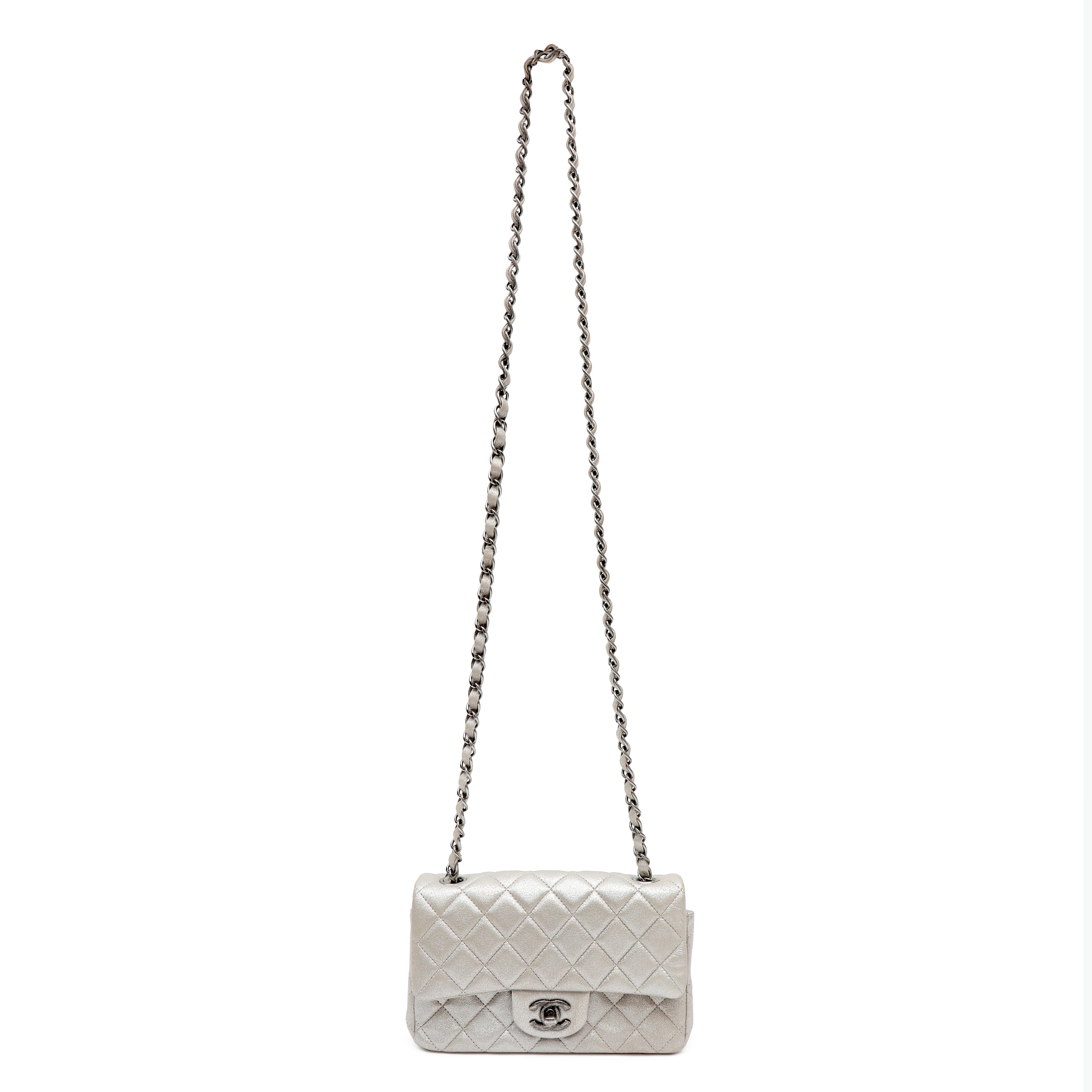 Chanel Mini Flap Bag in Silver Metallic