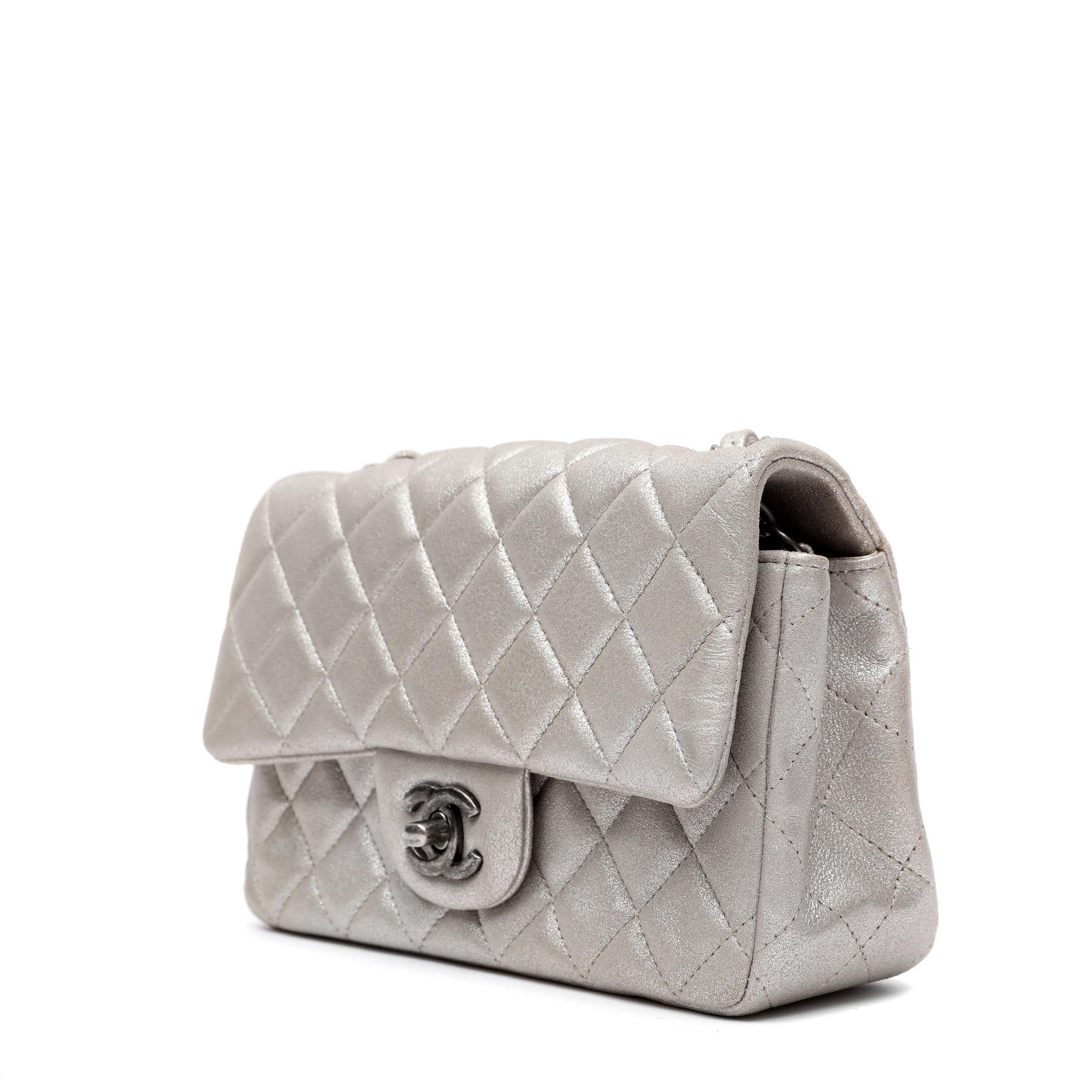 Chanel Mini Flap Bag in Silver Metallic