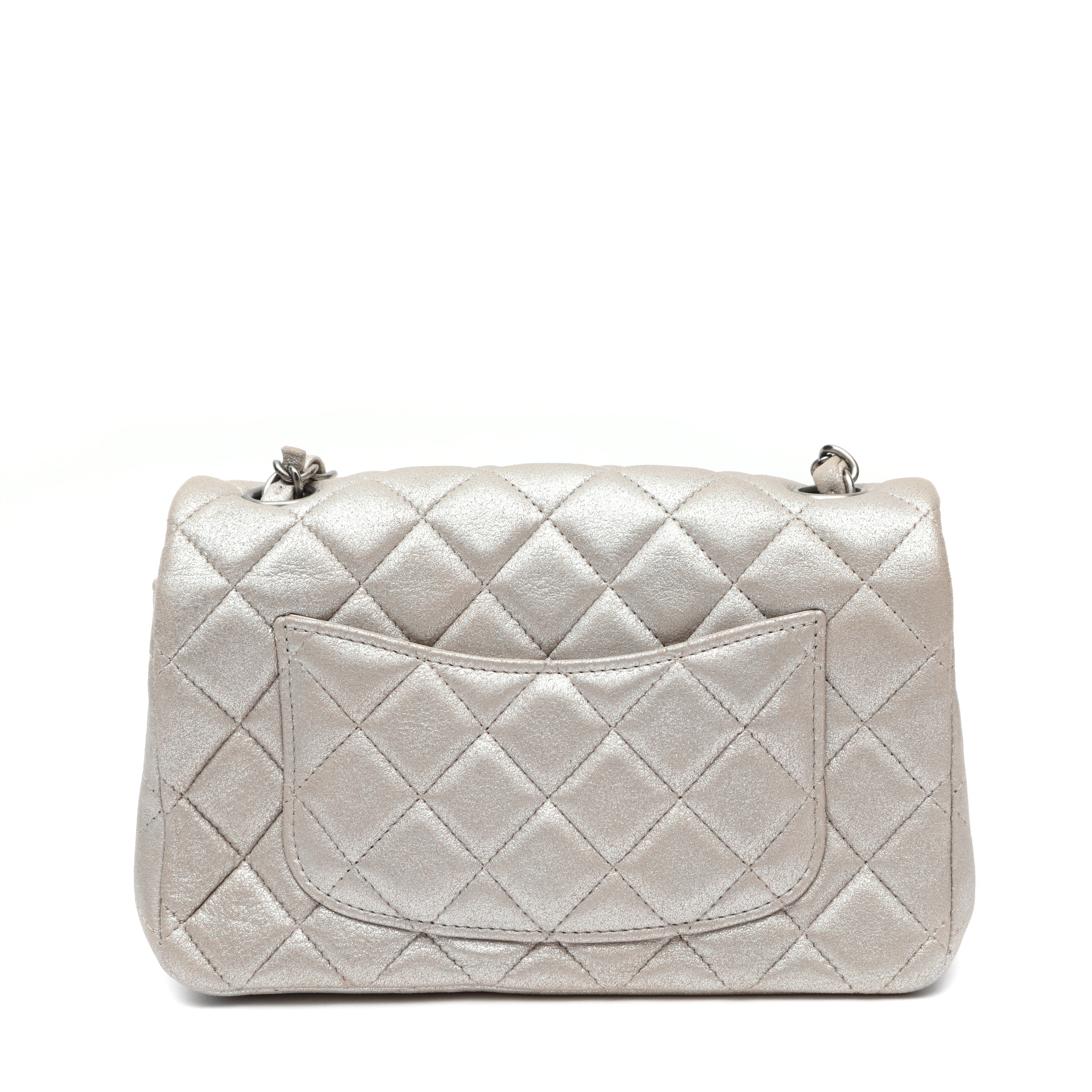 Chanel Mini Flap Bag in Silver Metallic