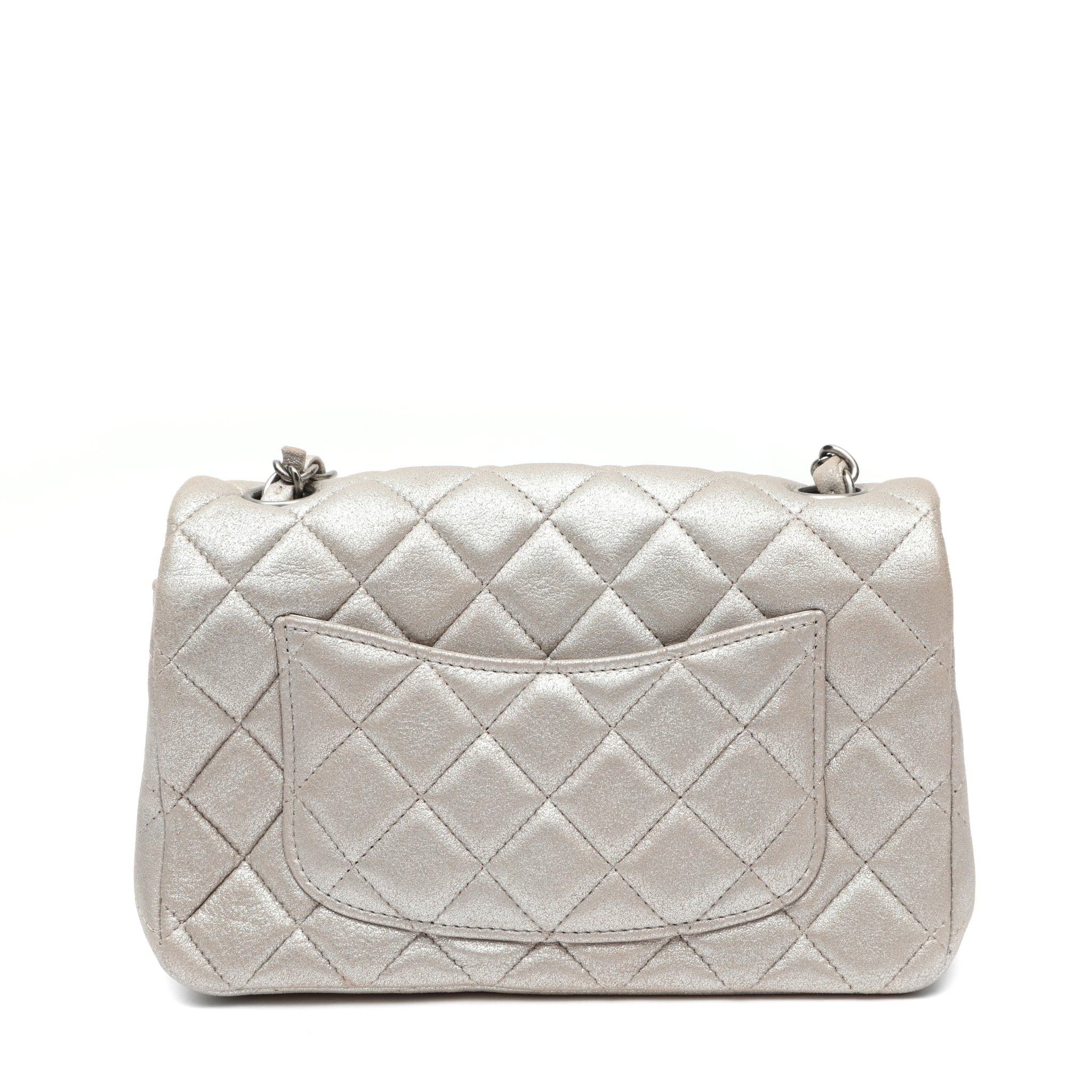 Chanel Mini Flap Bag in Silver Metallic