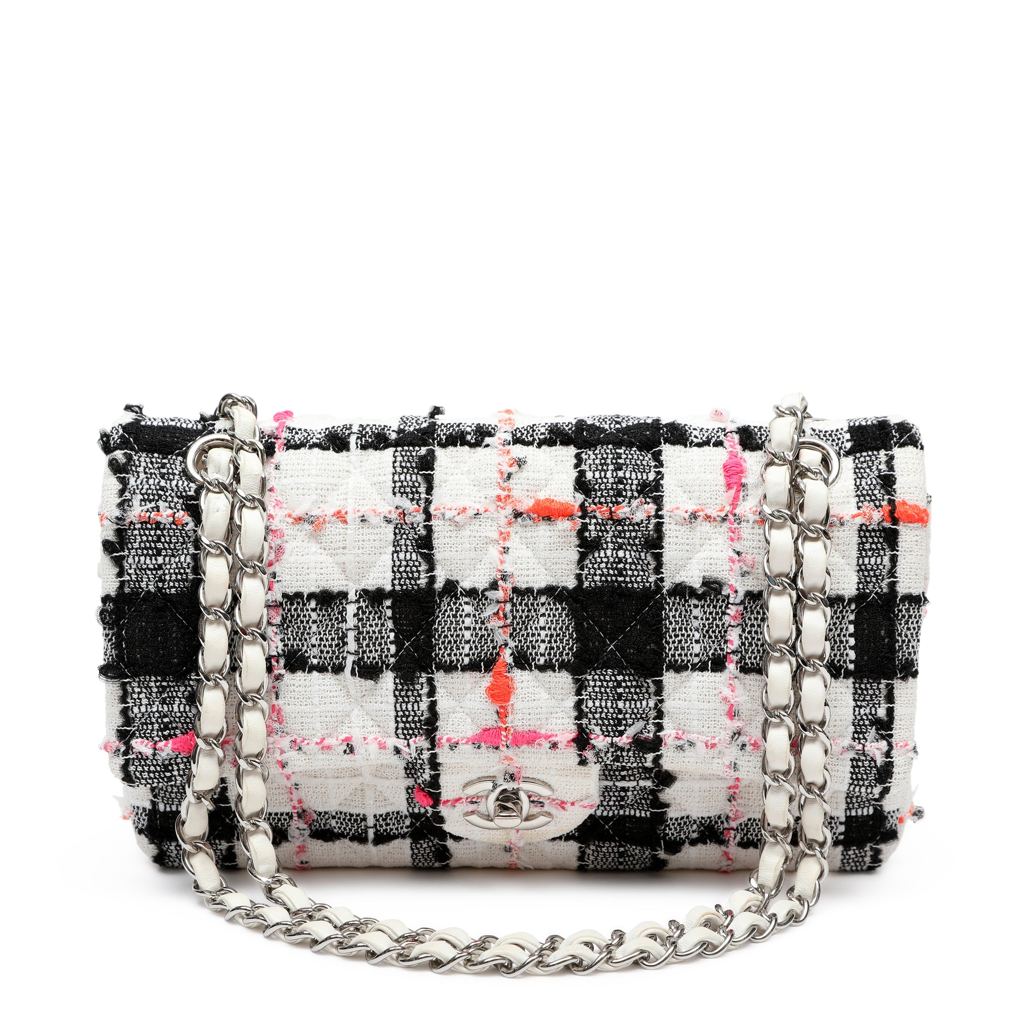 Chanel Mini Rectangular Classic Single Flap Shoulder Bag Tweed Neon Accents