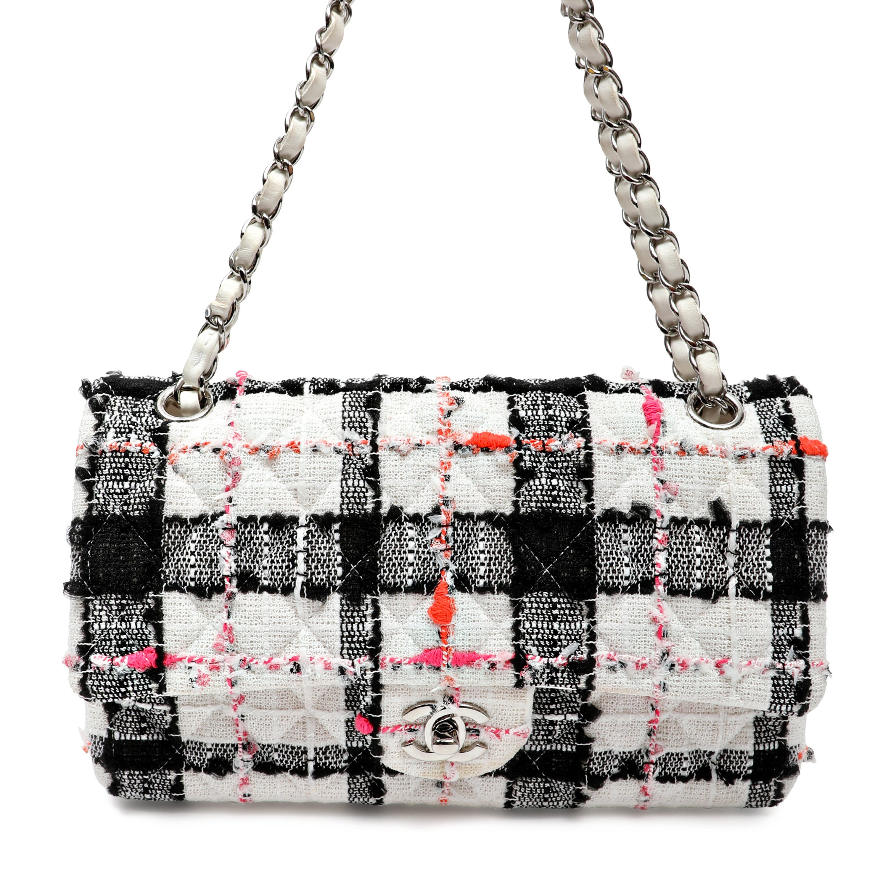 Chanel Mini Rectangular Classic Single Flap Shoulder Bag Tweed Neon Accents