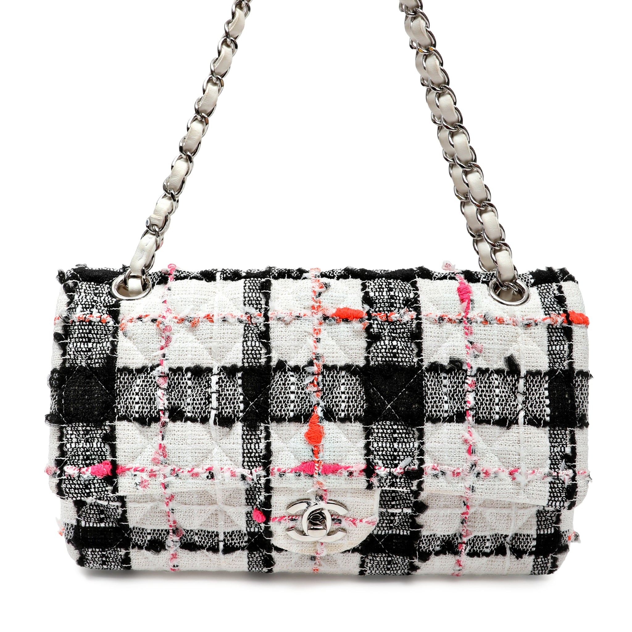 Chanel Mini Rectangular Classic Single Flap Shoulder Bag Tweed Neon Accents