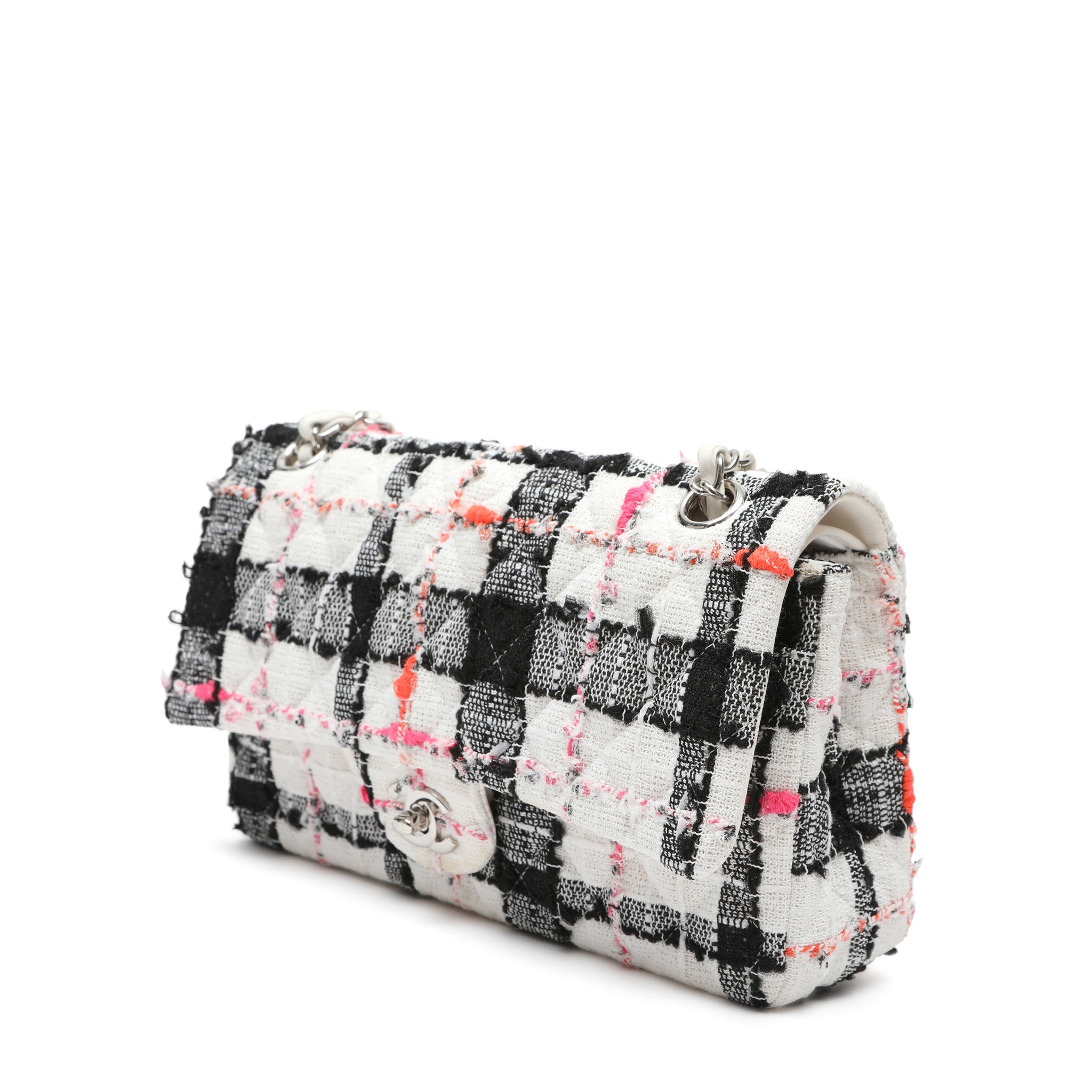 Chanel Mini Rectangular Classic Single Flap Shoulder Bag Tweed Neon Accents