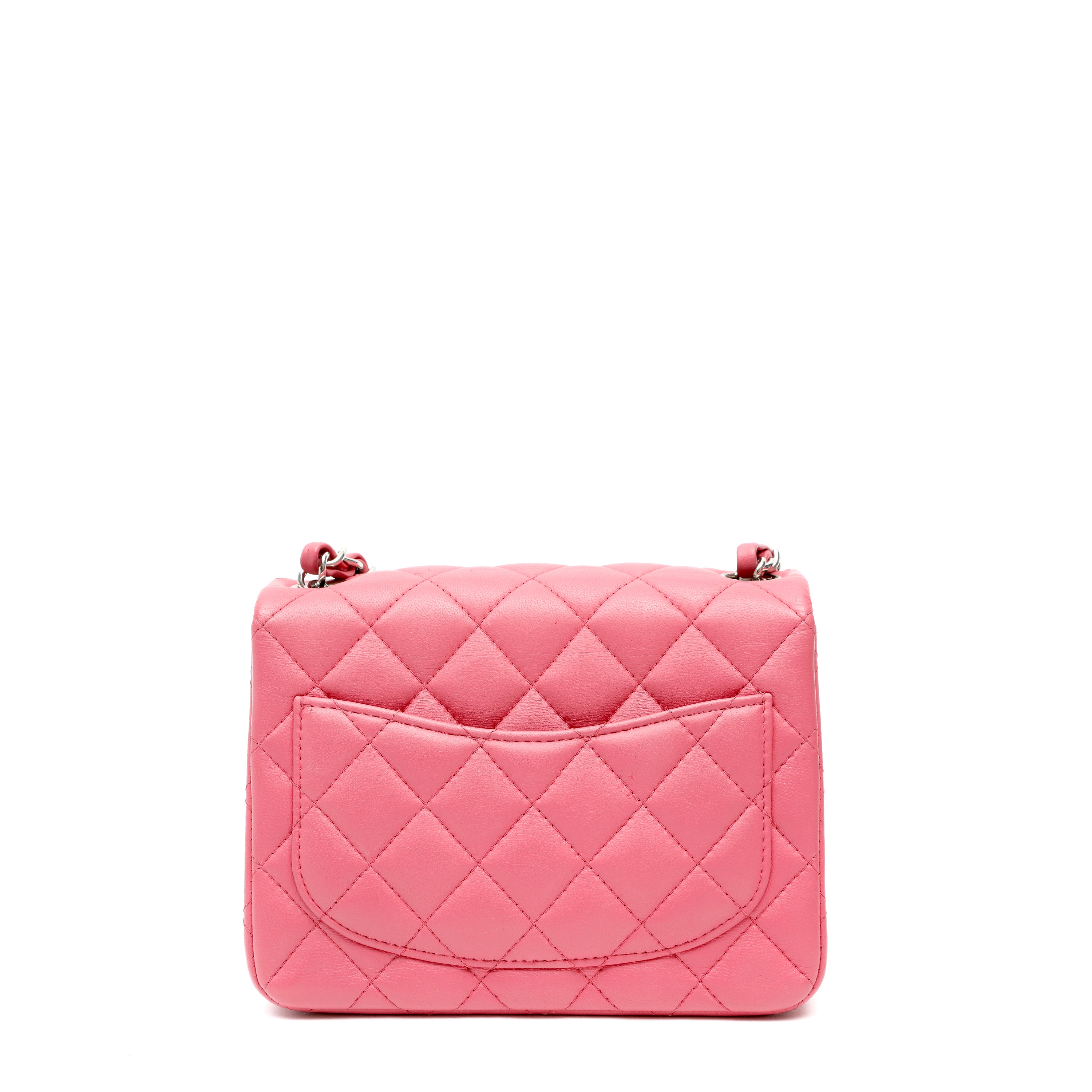 Chanel Mini Square Classic Flap Bag Pink Quilted Lambskin w SH