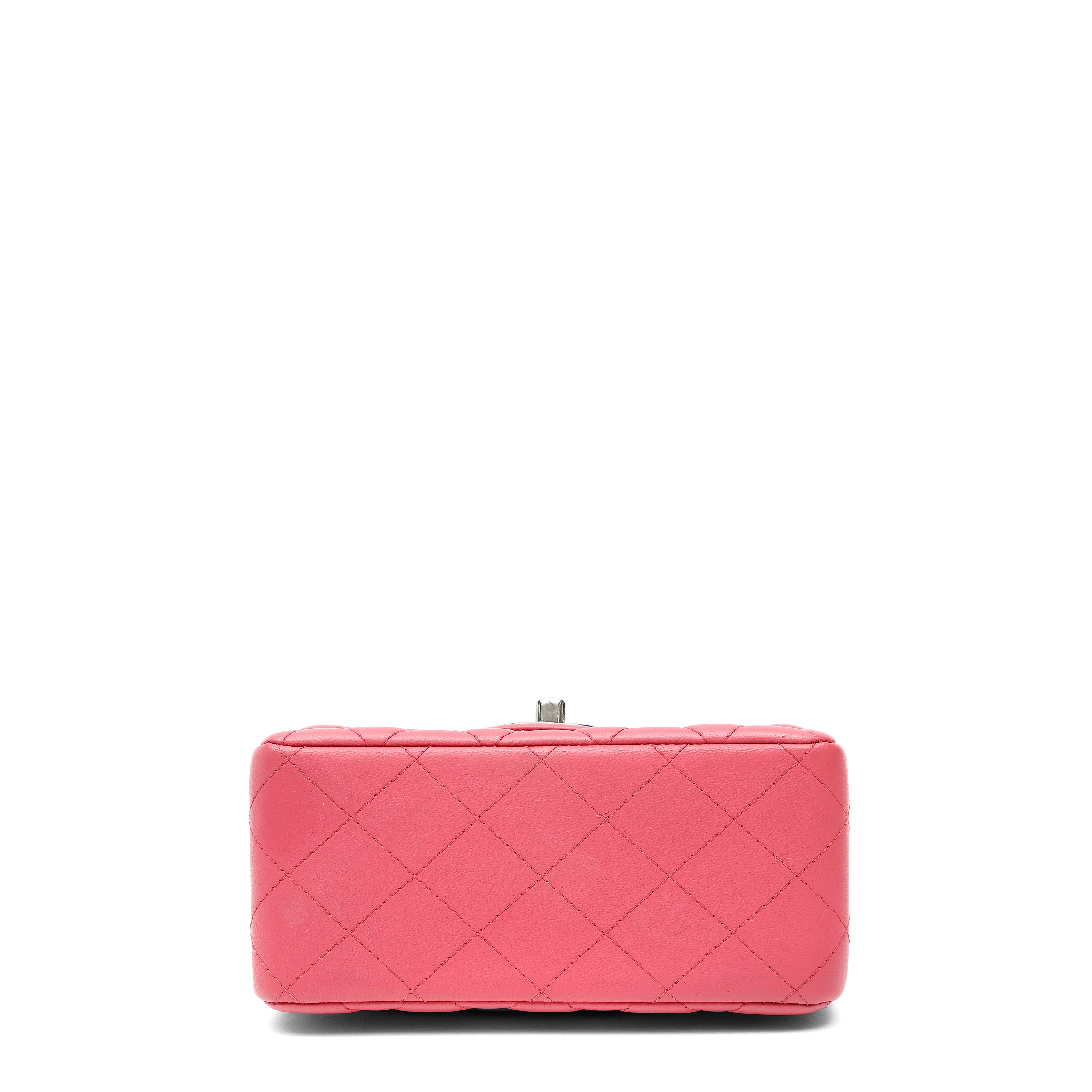 Chanel Mini Square Classic Flap Bag Pink Quilted Lambskin w SH