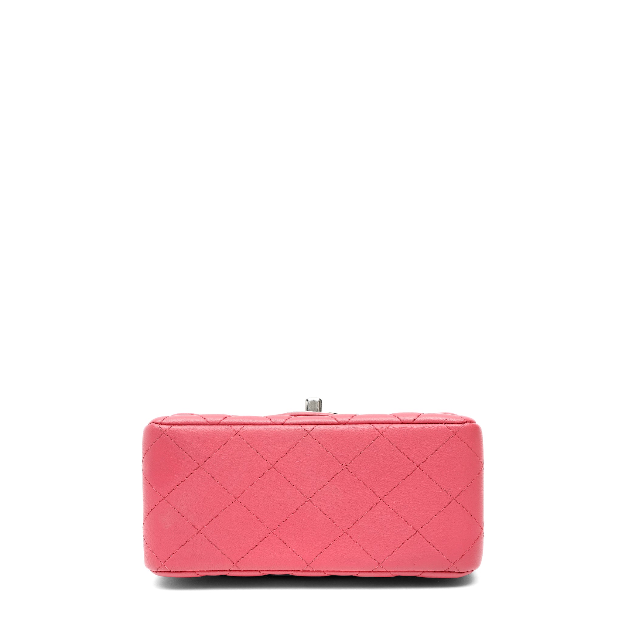 Chanel Mini Square Classic Flap Bag Pink Quilted Lambskin w SH