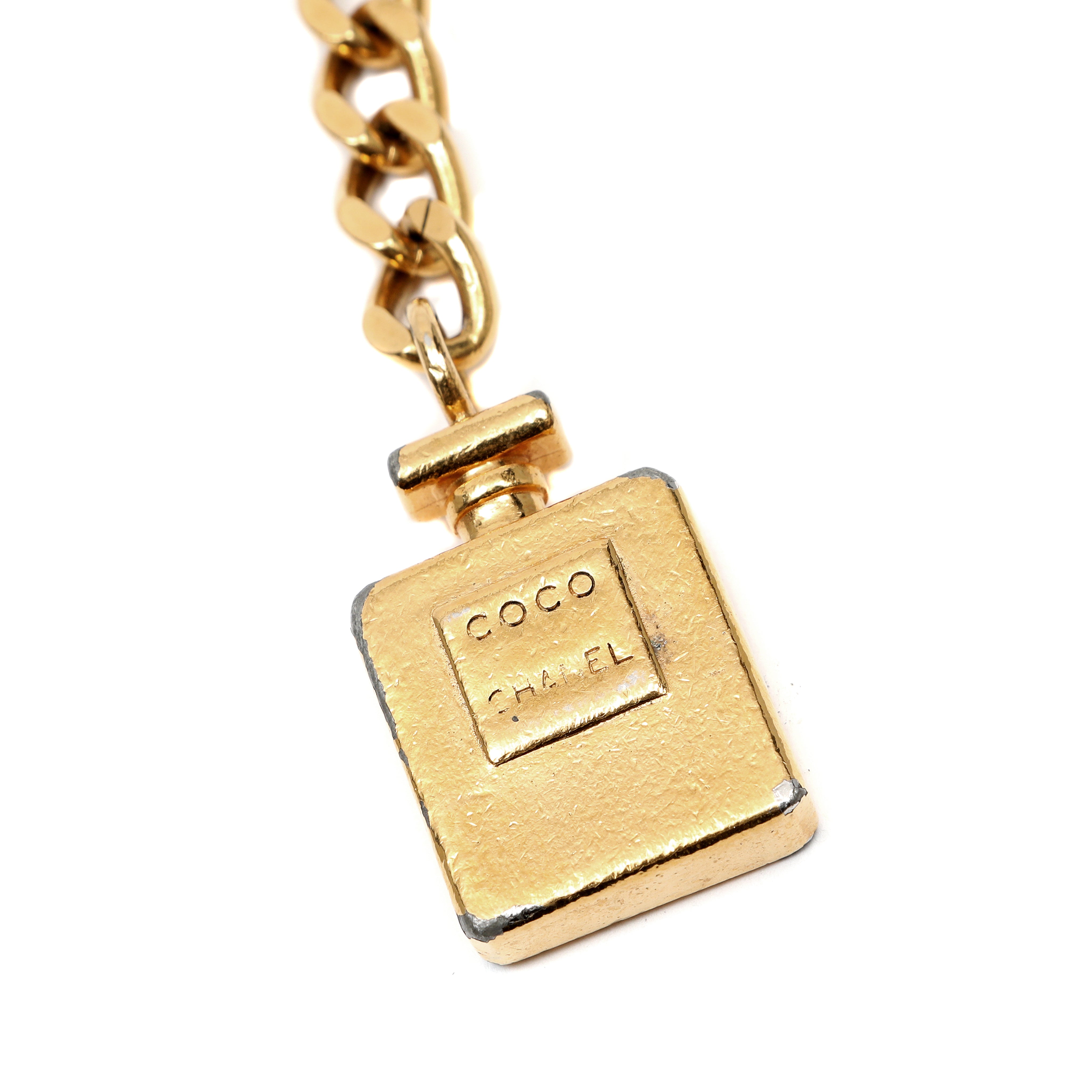 Chanel Vintage Gold Double Chain Link Belt with Perfume Charm