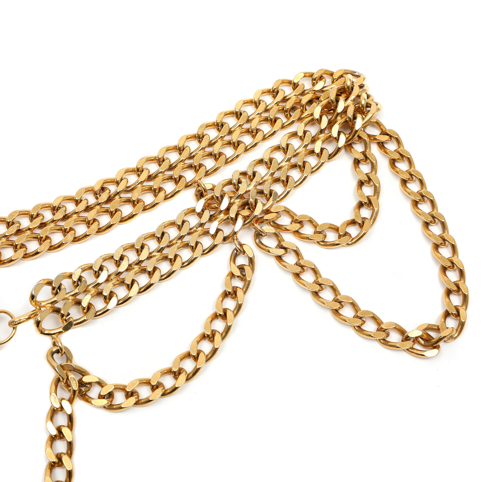 Chanel Vintage Gold Double Chain Link Belt with Perfume Charm