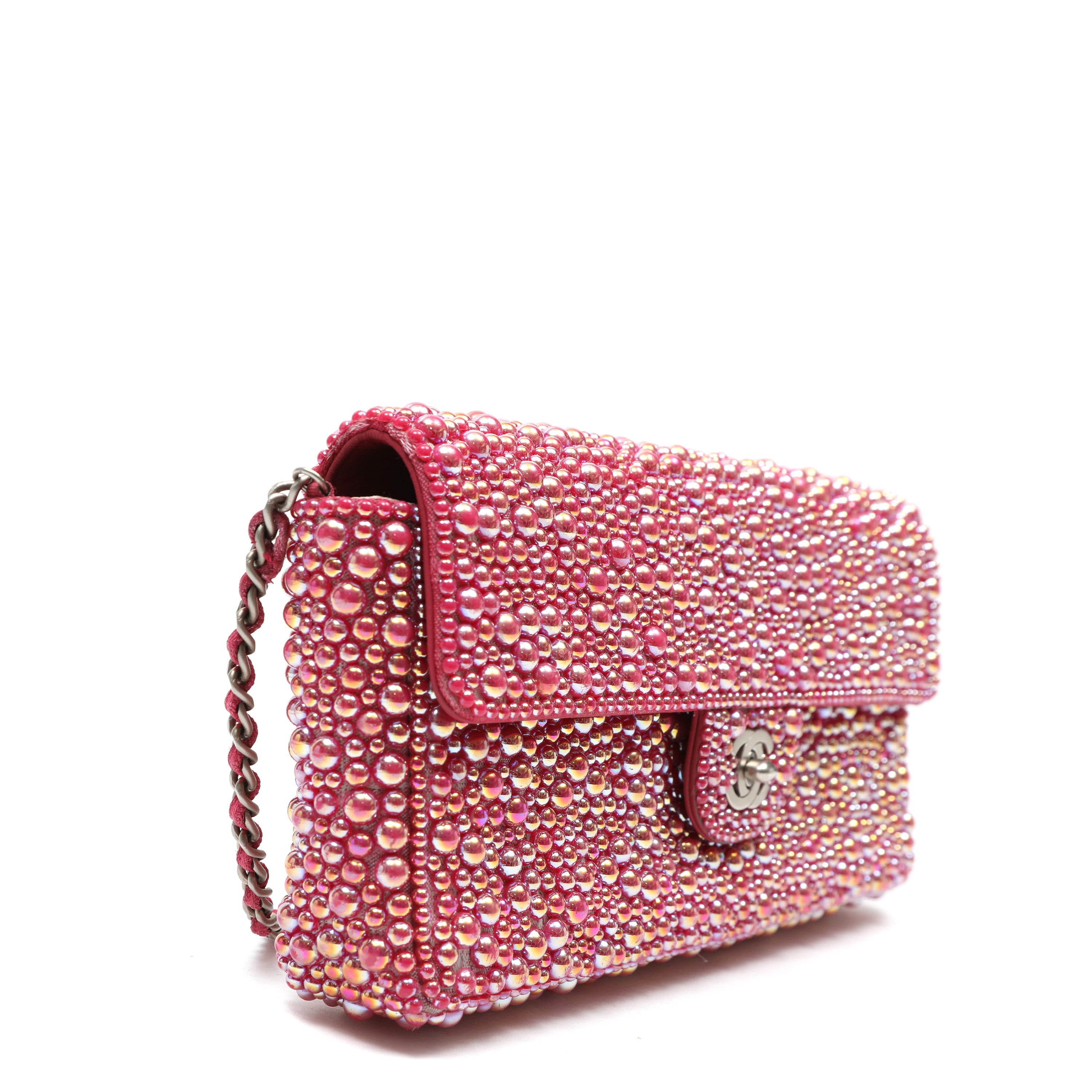 Chanel East West w/Pink Swarovski Pearls and Silver Hardware