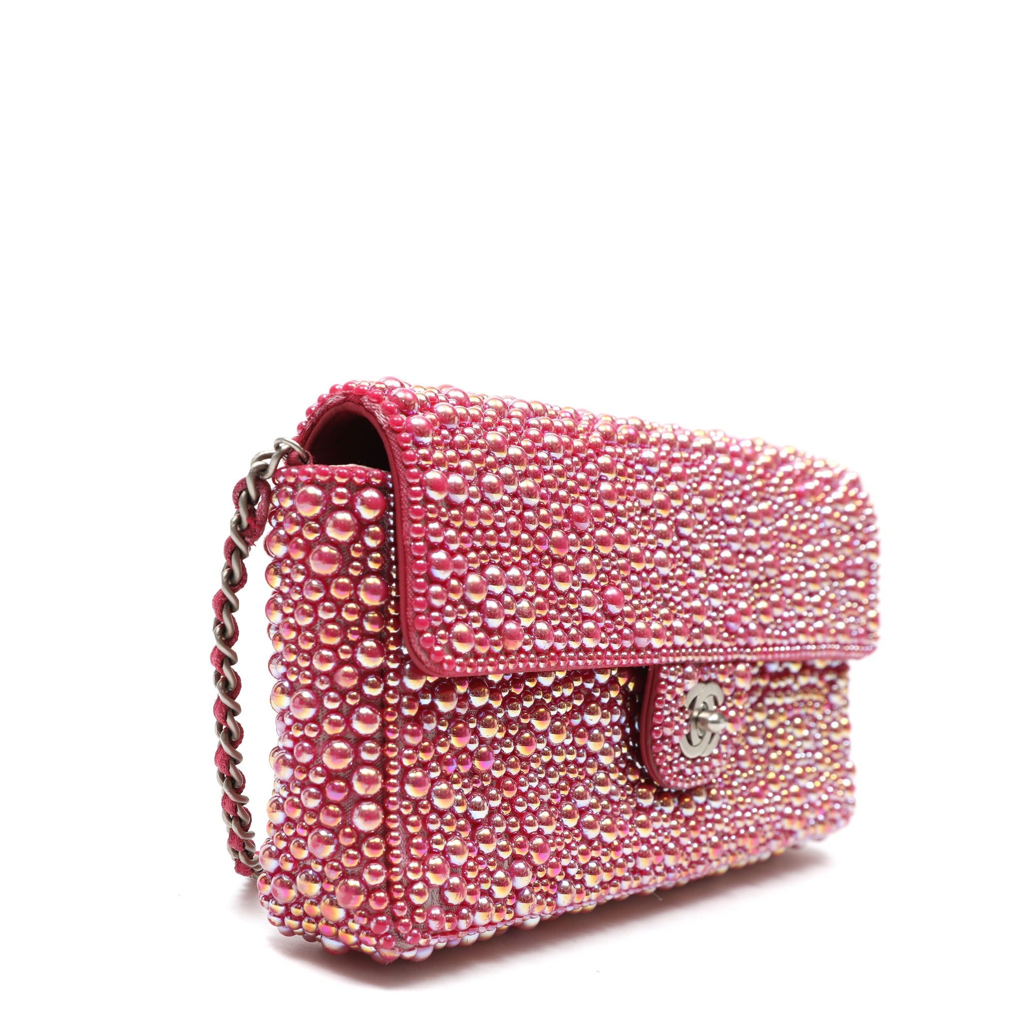 Chanel East West w/Pink Swarovski Pearls and Silver Hardware