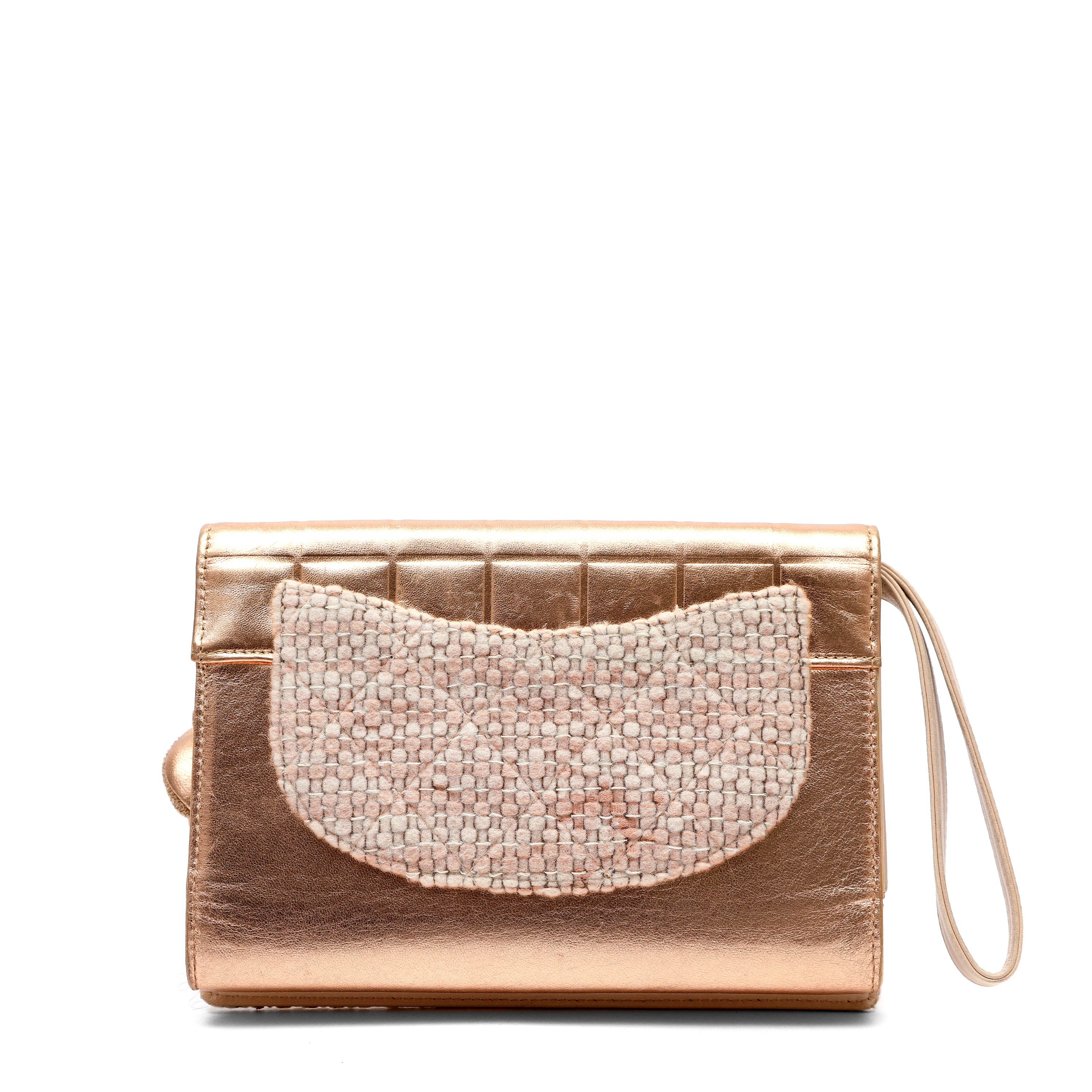 Chanel Pink Tweed and Leather Flap Bag w Camellia Details