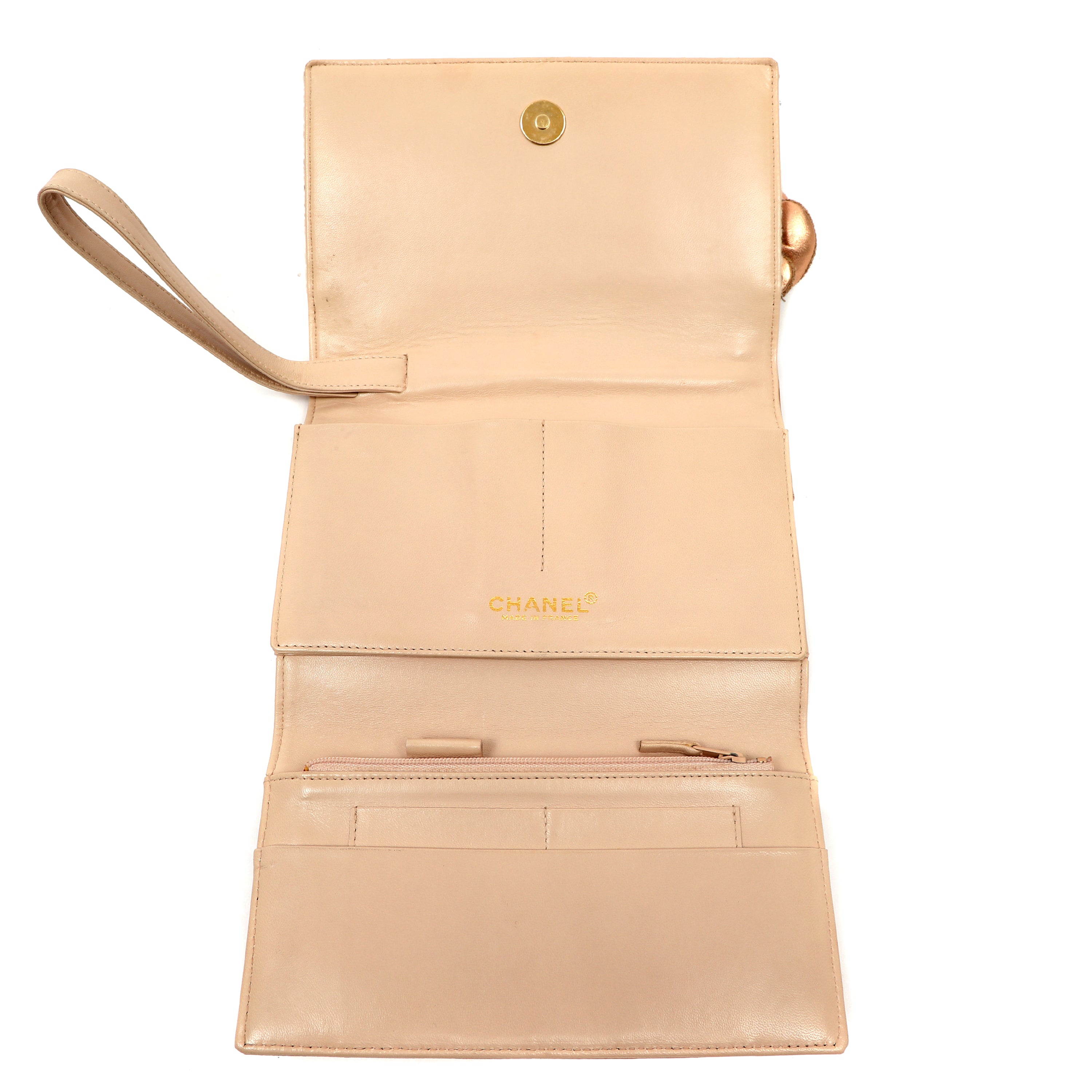 Chanel Pink Tweed and Leather Flap Bag w Camellia Details