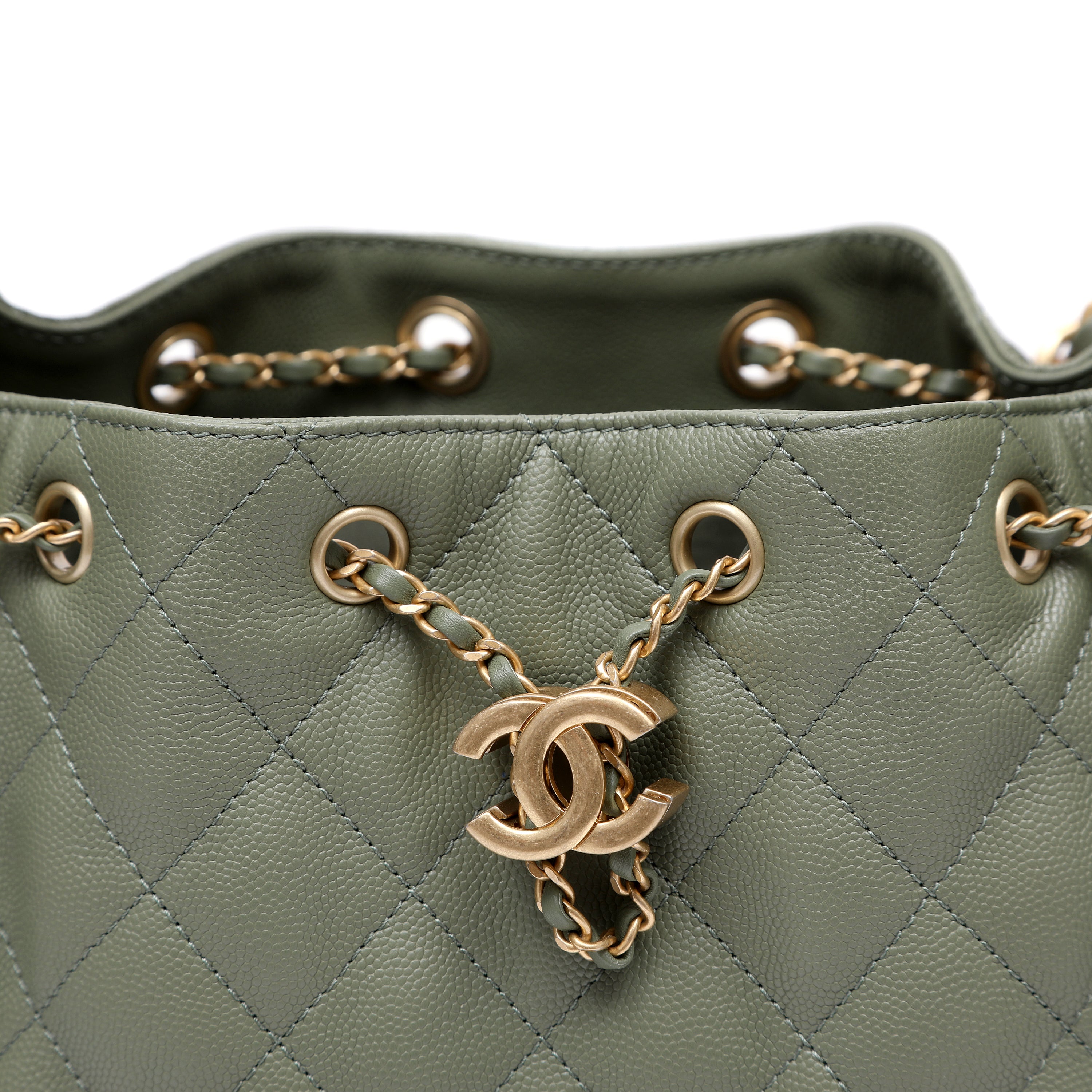 Chanel Small 25 Hobo Bag Khaki Caviar Leather w GH