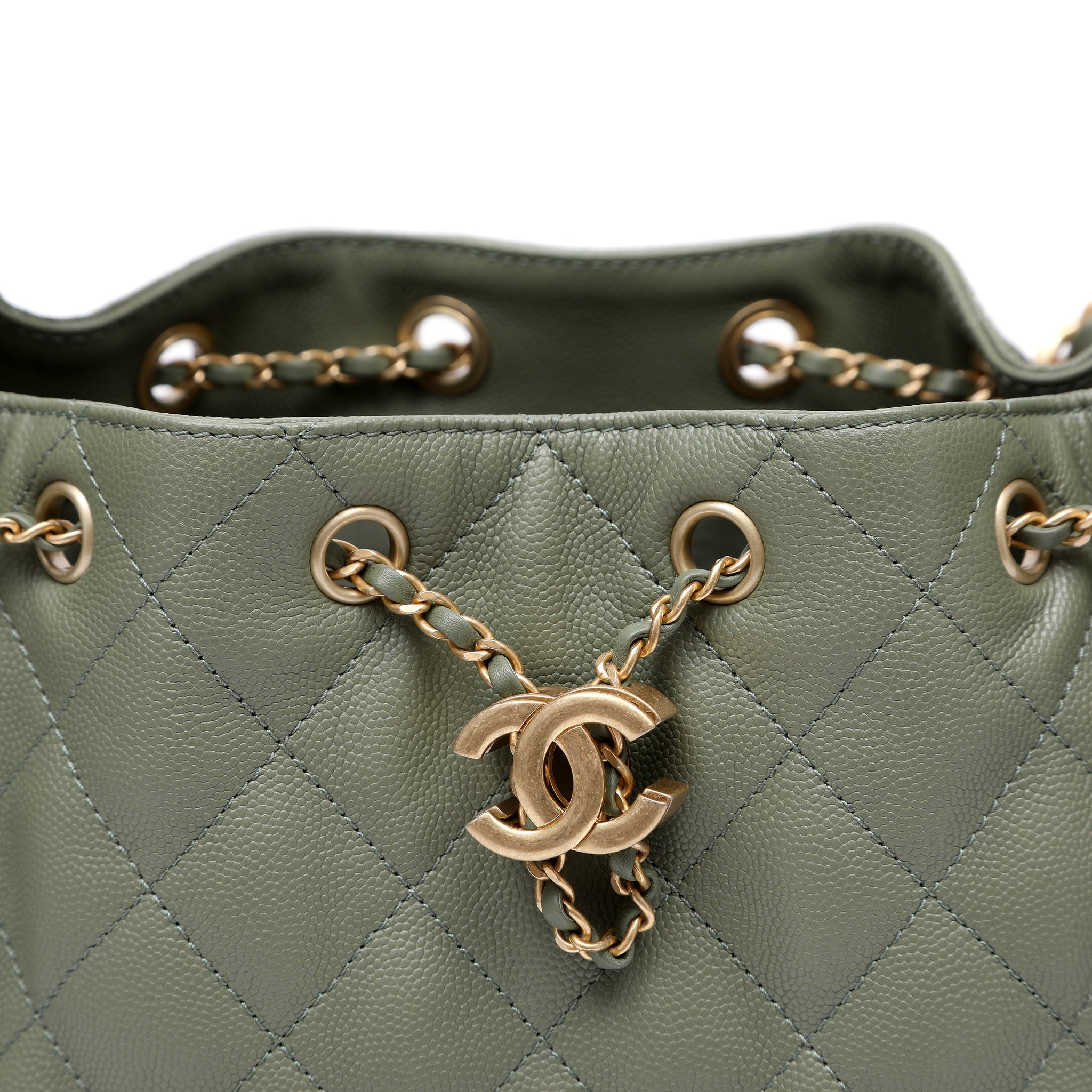 Chanel Small 25 Hobo Bag Khaki Caviar Leather w GH