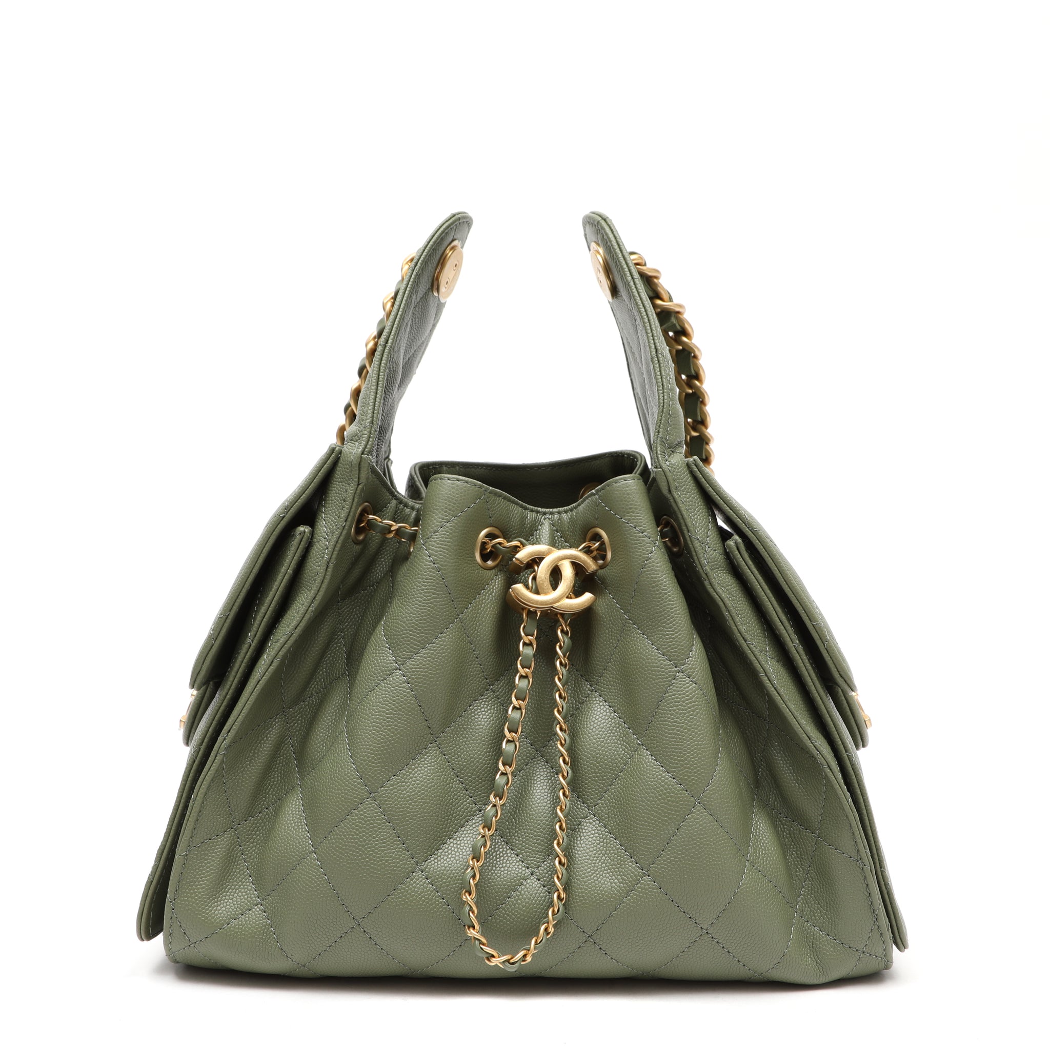 Chanel Small 25 Hobo Bag Khaki Caviar Leather w GH