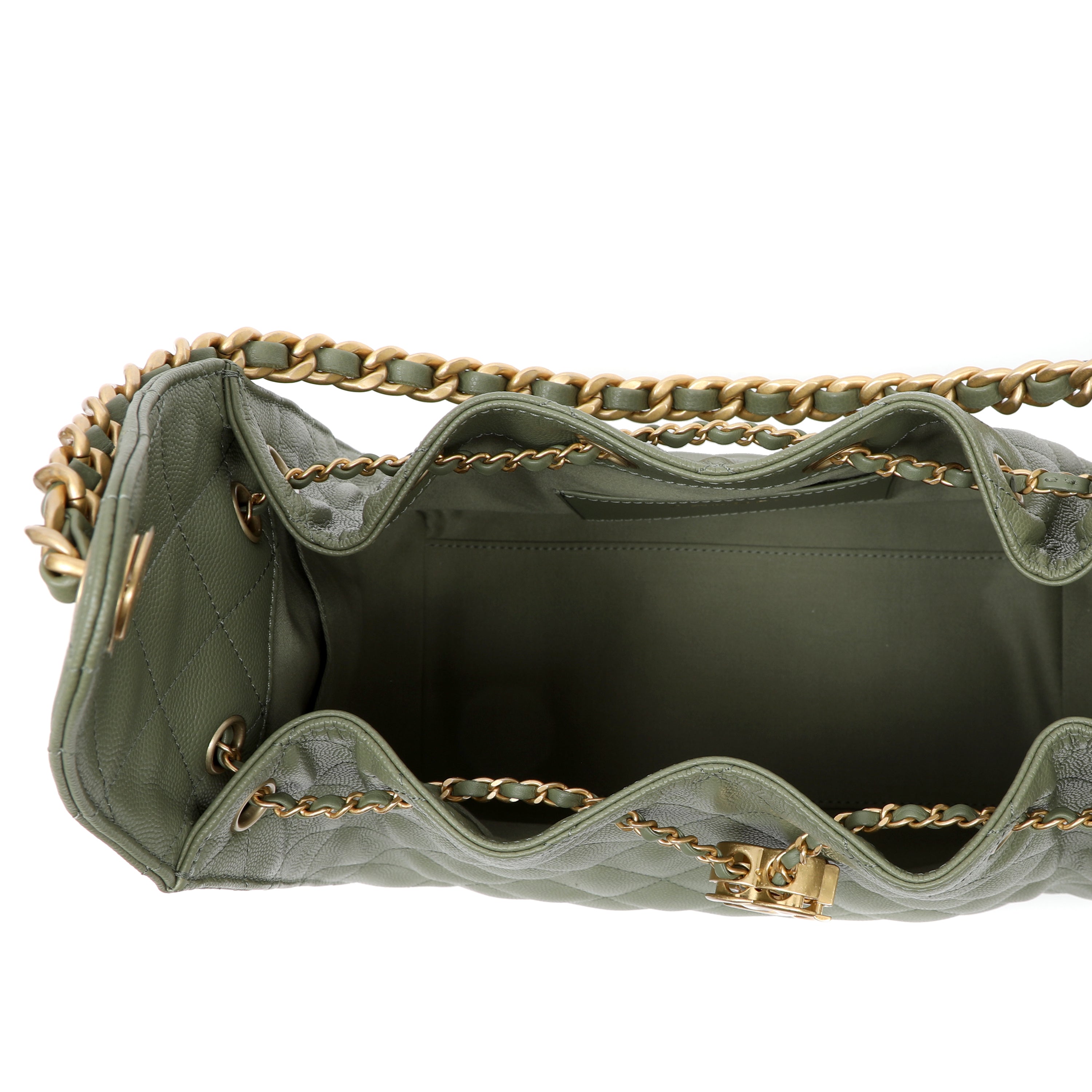 Chanel Small 25 Hobo Bag Khaki Caviar Leather w GH