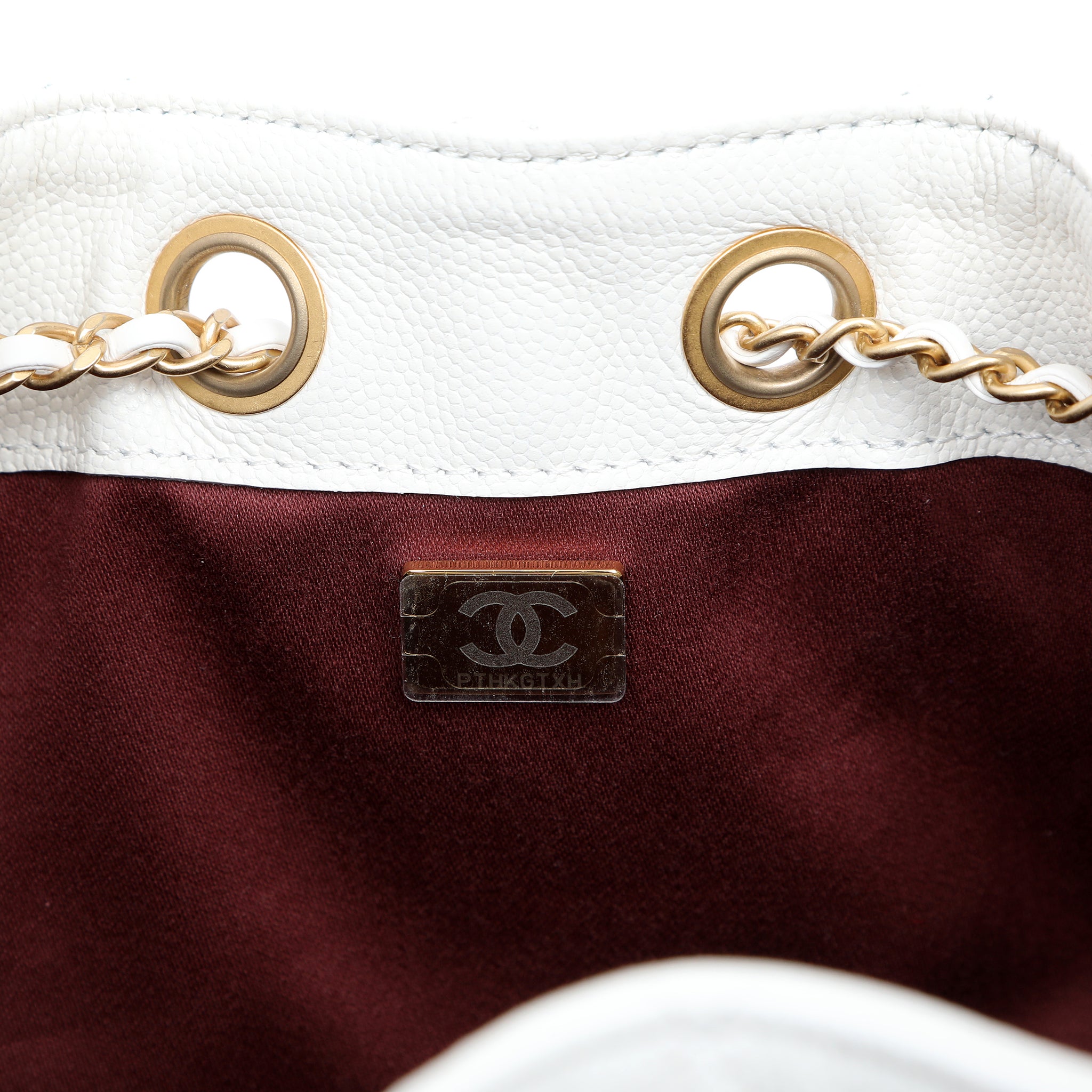 Chanel Small Hobo Bag Caviar White Leather w GH