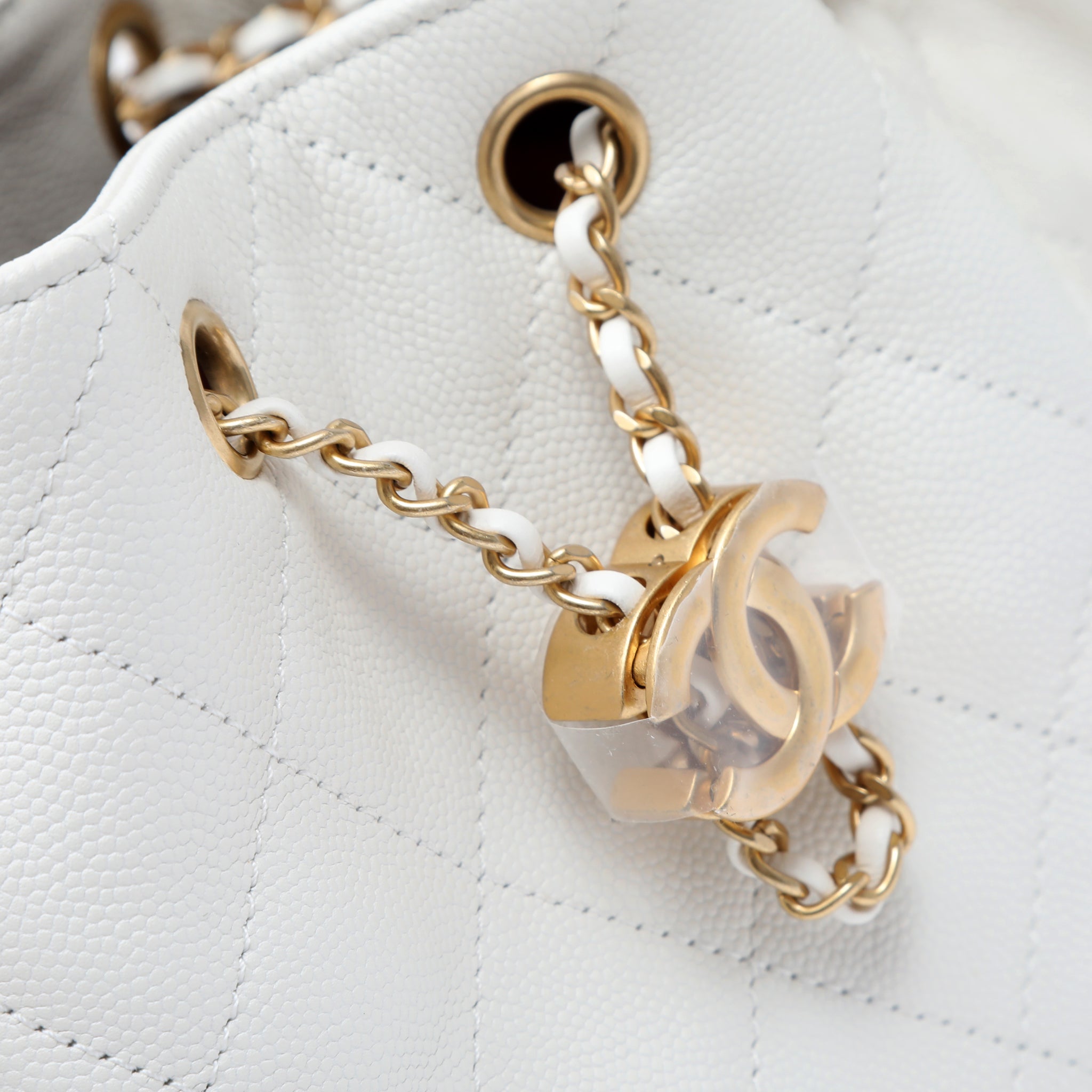 Chanel Small Hobo Bag Caviar White Leather w GH