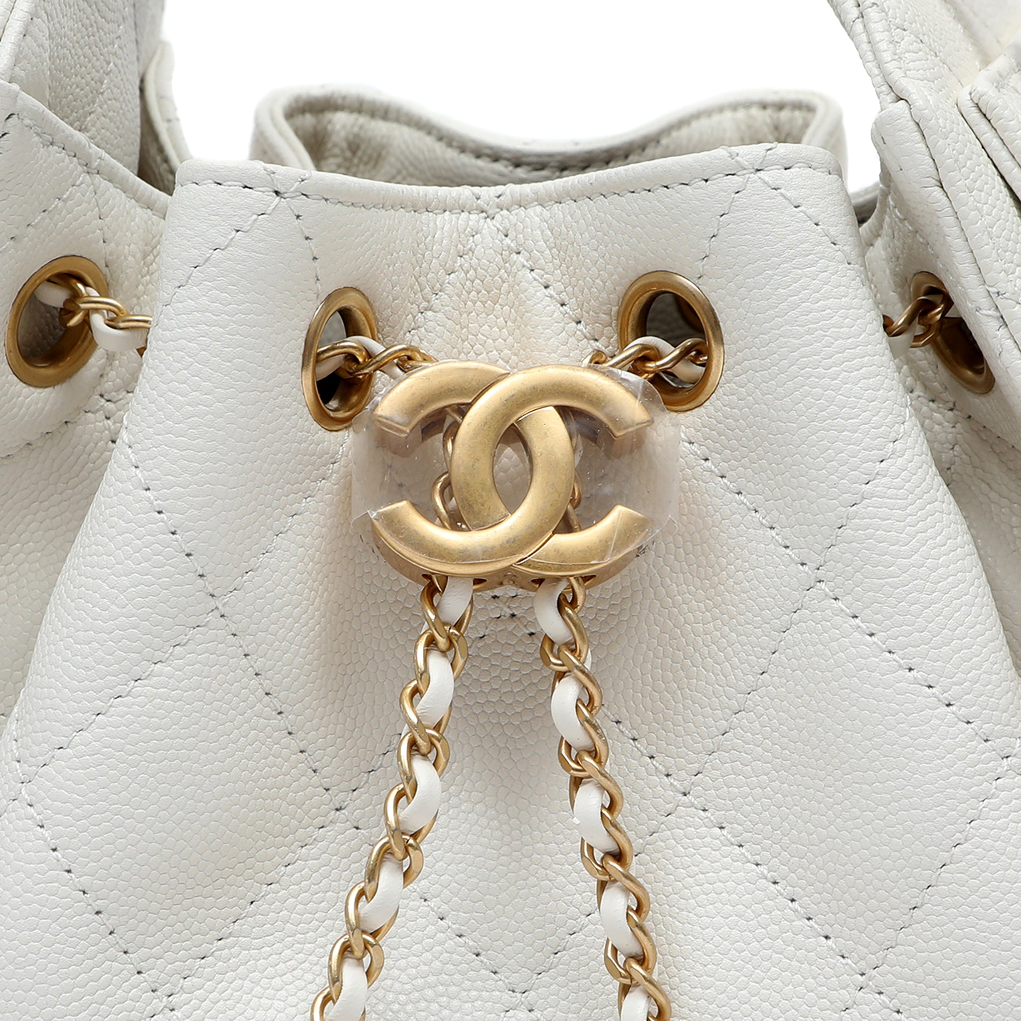 Chanel Small Hobo Bag Caviar White Leather w GH