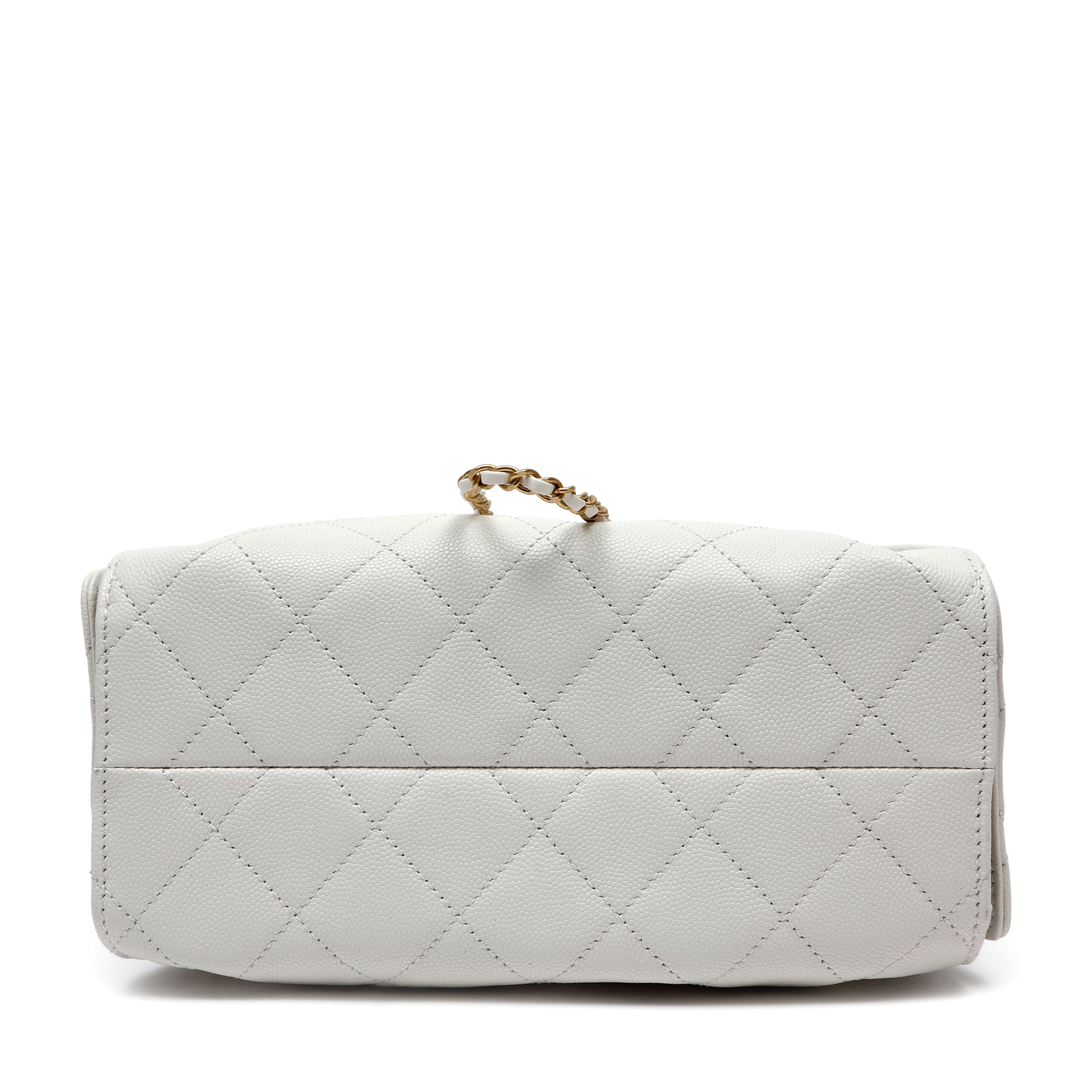 Chanel Small Hobo Bag Caviar White Leather w GH