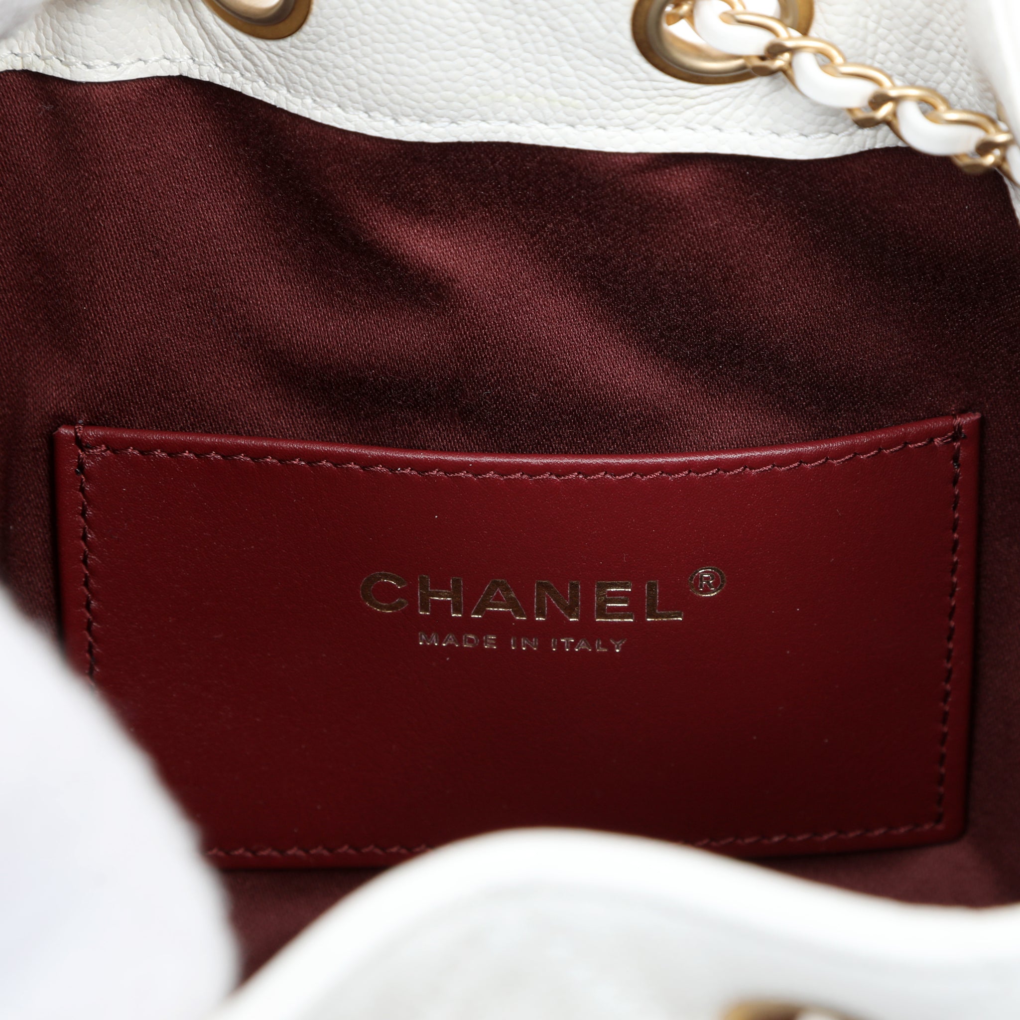 Chanel Small Hobo Bag Caviar White Leather w GH