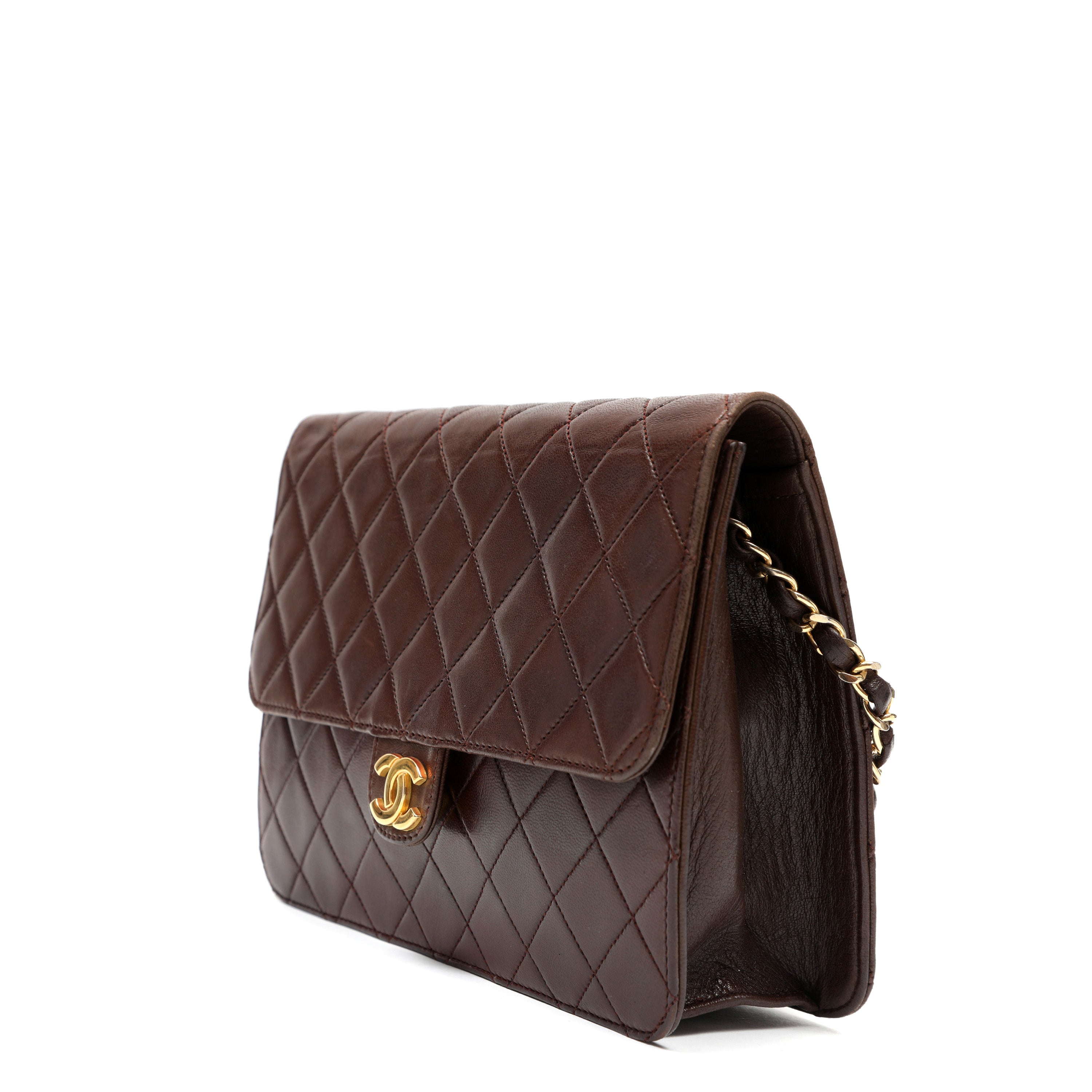 Chanel Timeless Quilted Lambskin Brown Leather w/Gold Hardware