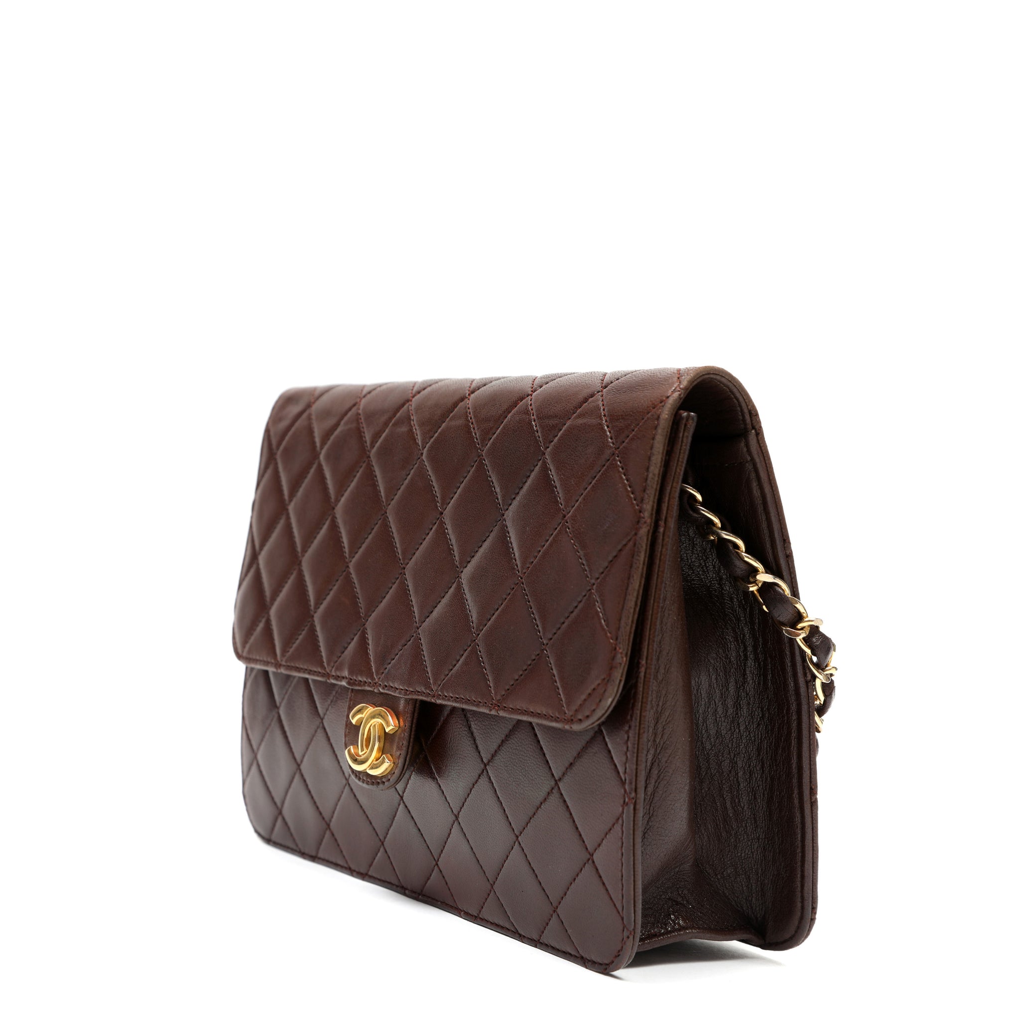 Chanel Timeless Quilted Lambskin Brown Leather w/Gold Hardware