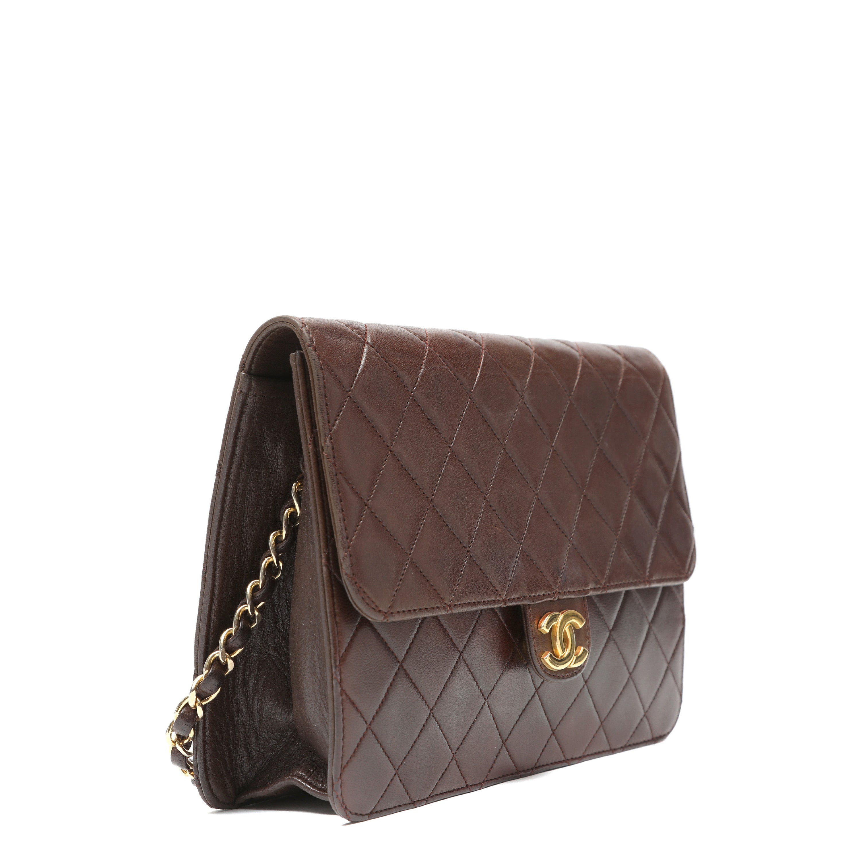 Chanel Timeless Quilted Lambskin Brown Leather w/Gold Hardware