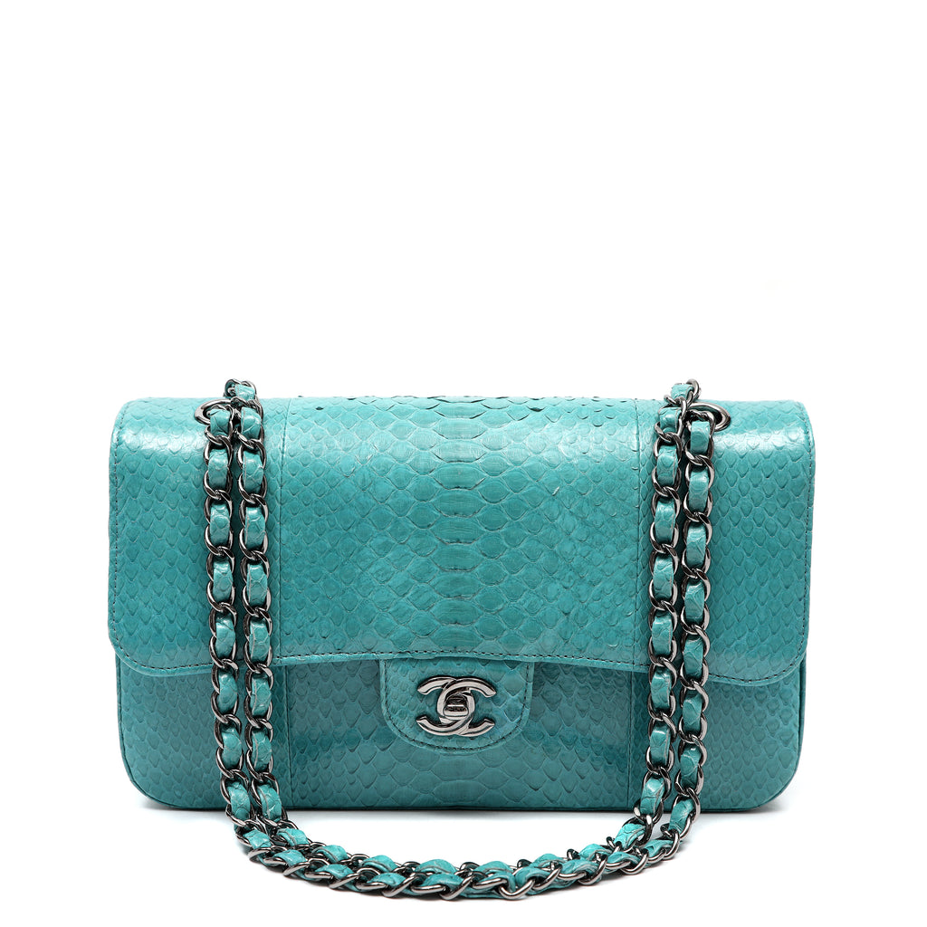 CHANELブルードゥ ChanelTurquoisePythonClassicDo