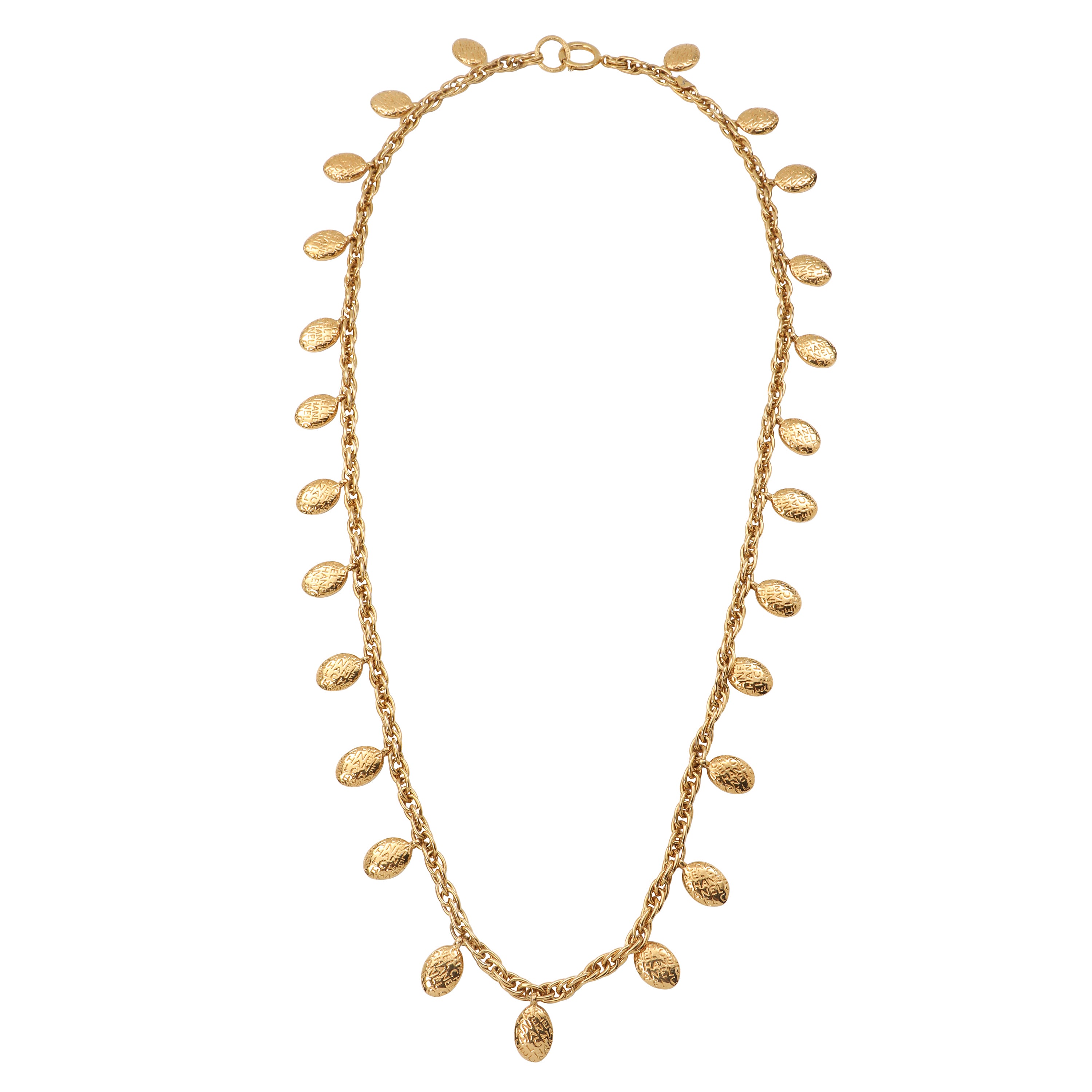 Chanel Vintage Gold Chain Sautoir Necklace Circular Medallions