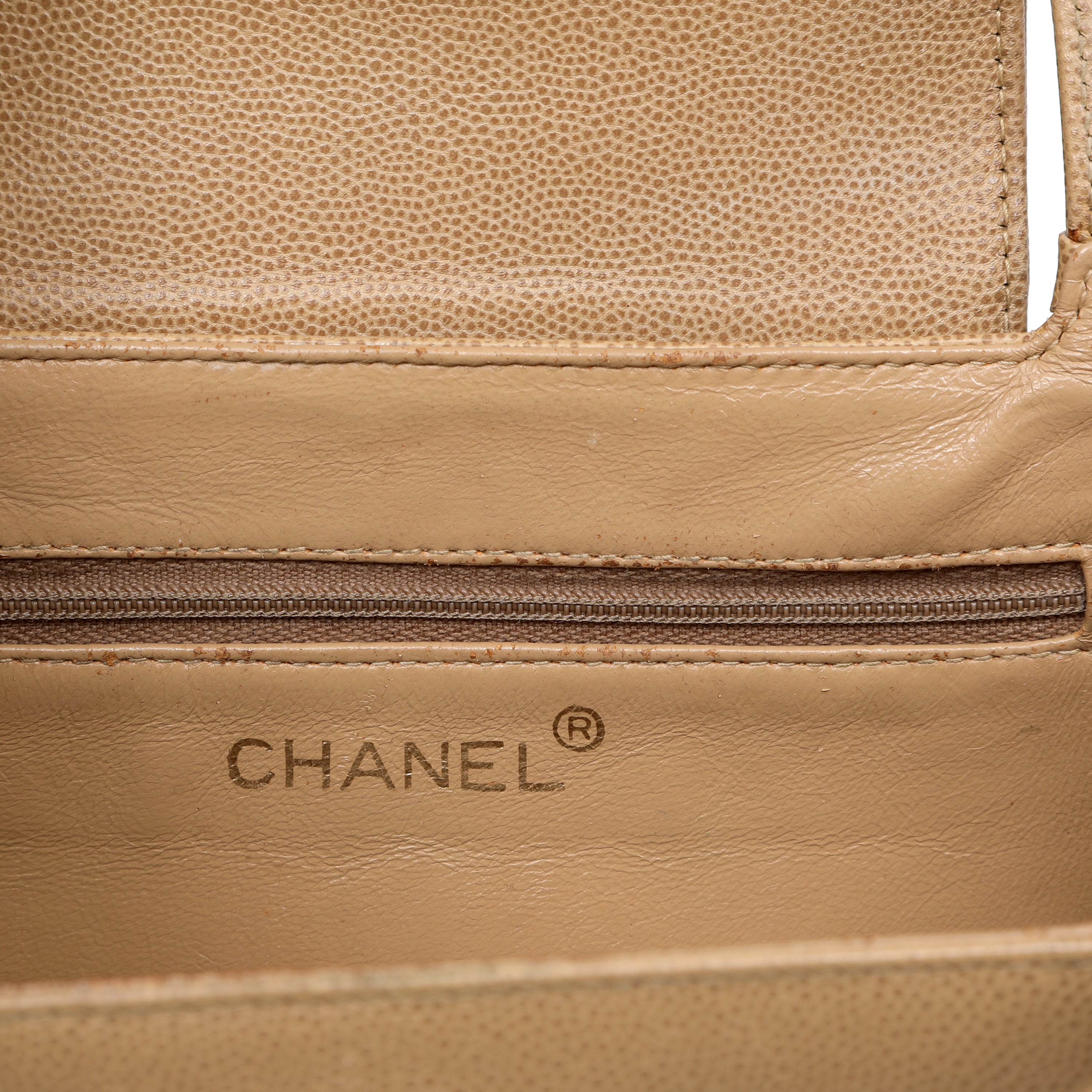 Chanel Vintage Original Kelly Top Handle Bag Beige Caviar Leather